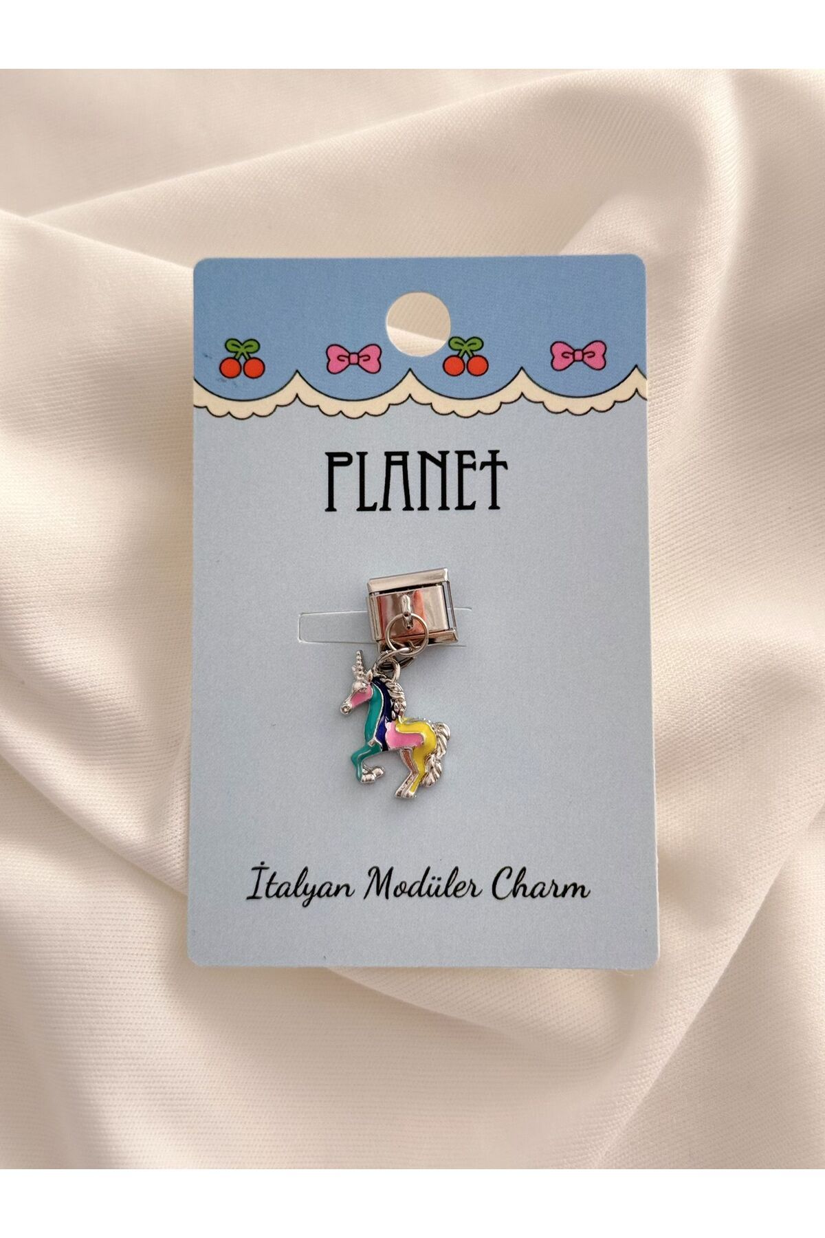 Planet Butik Unicorn Sallantılı Kartlı İtalyan Charm