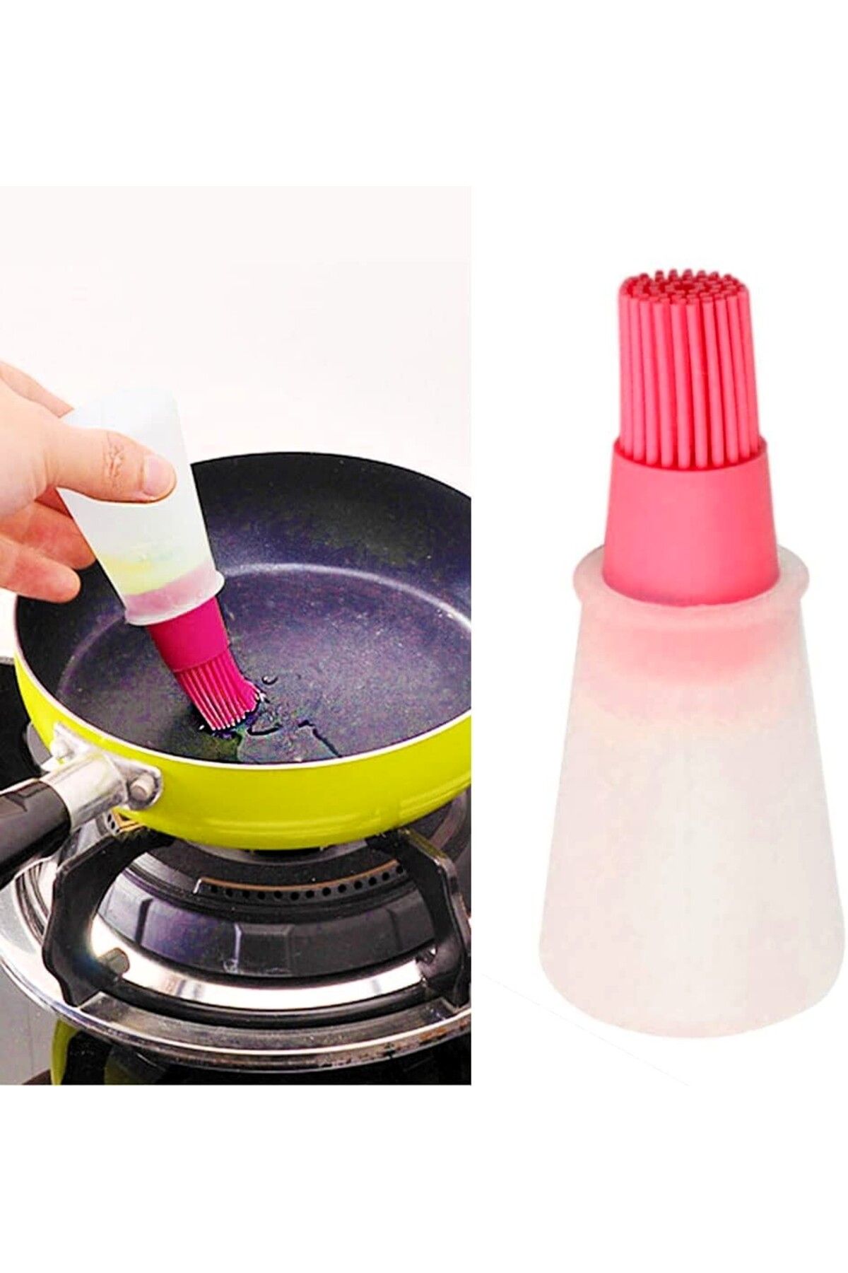 HZL HOME Sıvı Hazneli Silikon Yağlama Fırçası – Barbekü, Et, Hamur, Tavuk, Yağ ve Sos Sürme Aparatı
