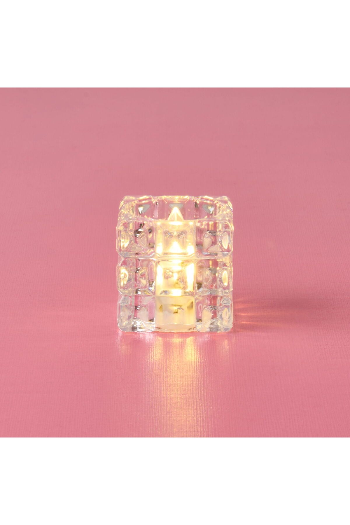 KRD Home Kare Kristal Pilli Mum - Şeffaf - 5x5x5 cm