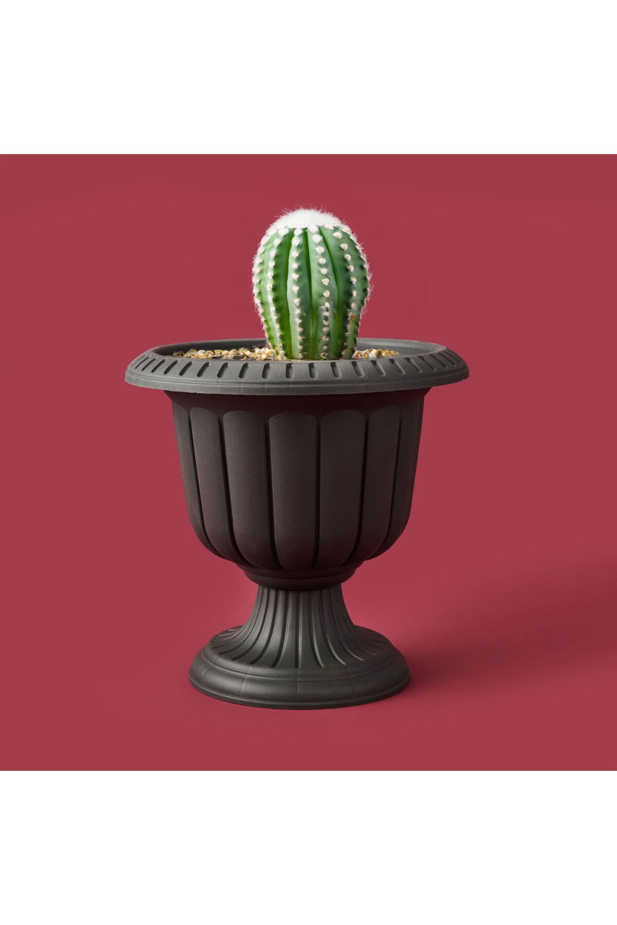 ASPARTAM Ayaklı Plastik Saksı - Antrasit - 20,5x30x30 cm