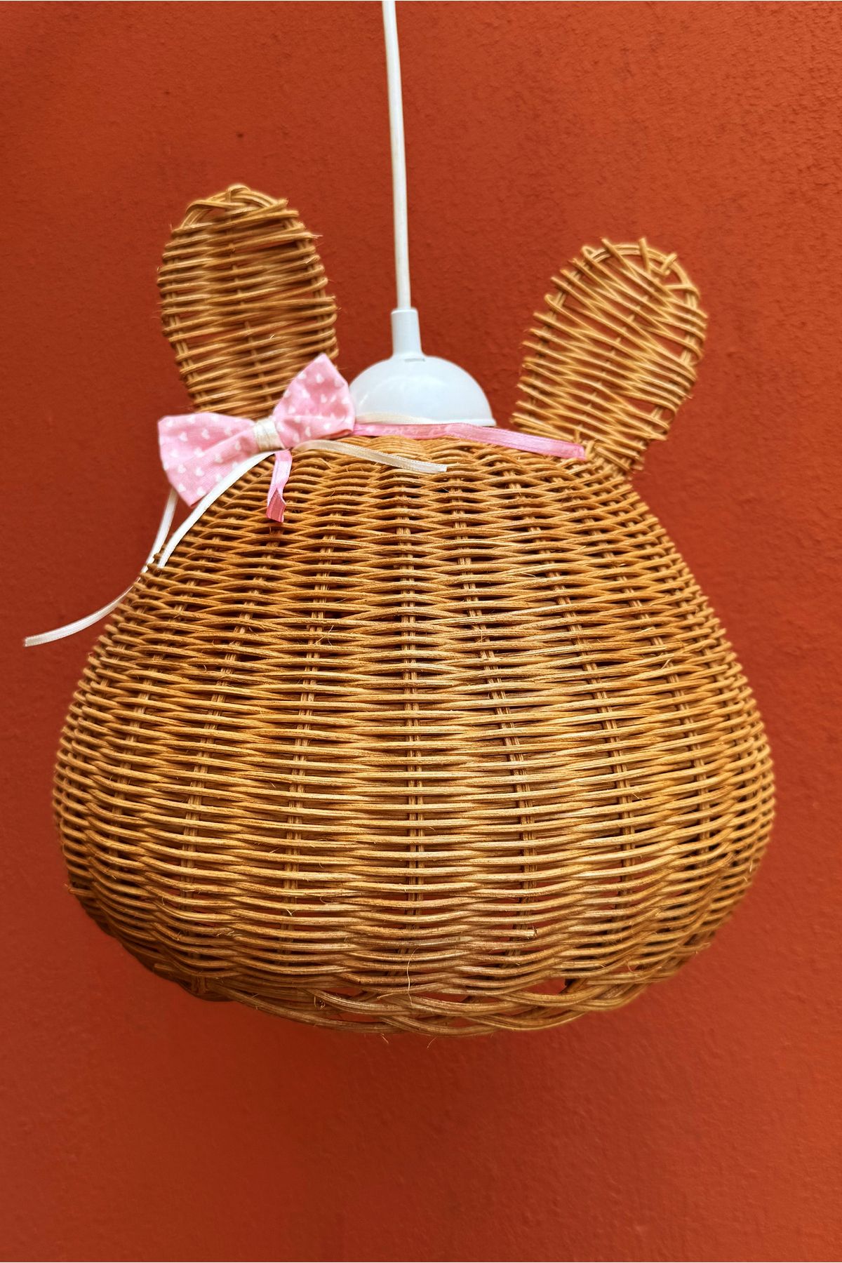 Hobi Stok Rattan Kulaklı Avize - El Yapımı Doğal Özel Tasarım Hasır Bambu Avize Çocuk Odası Avizesi