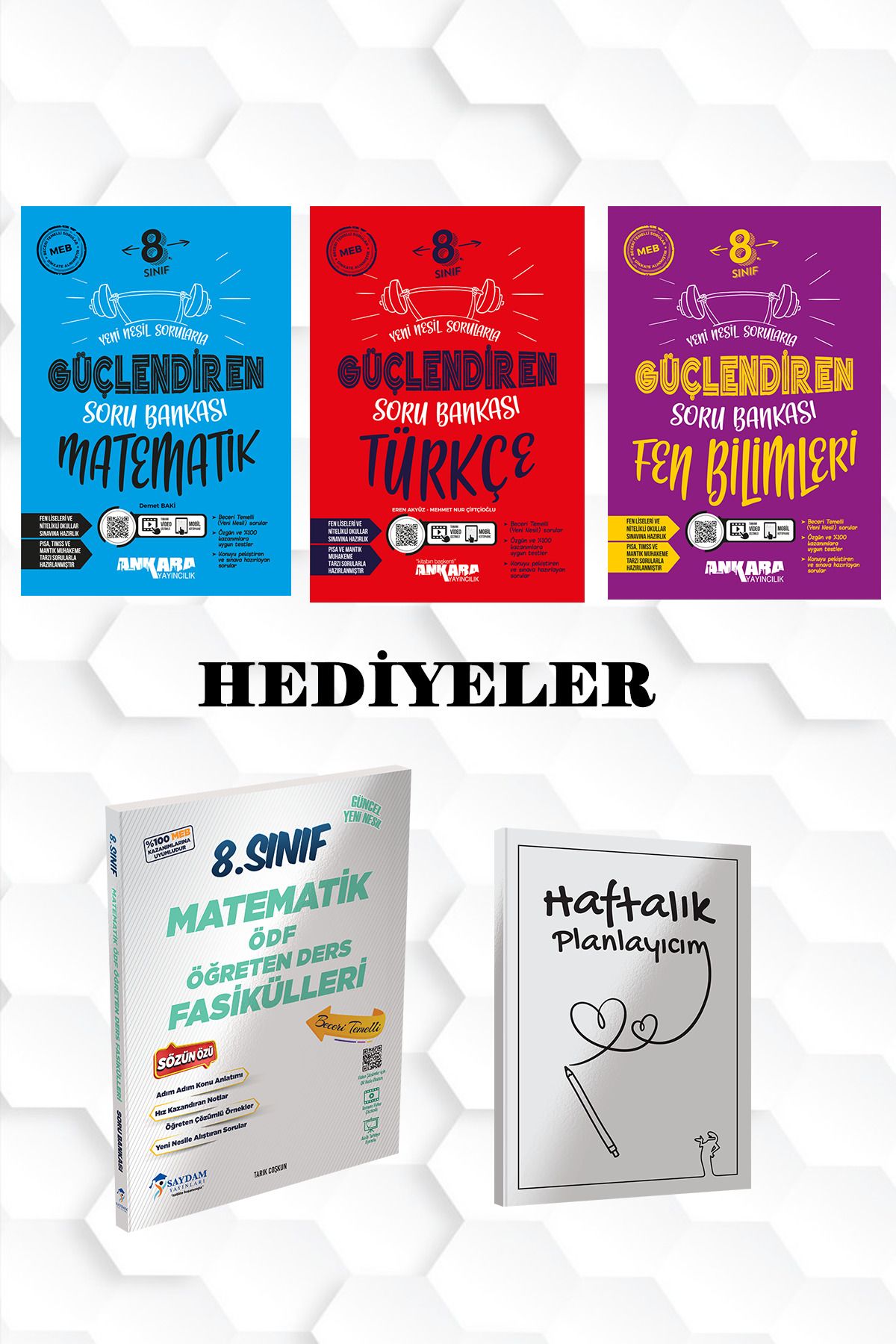Saydam Yayınları ANKARA YAY-MATEMATİK,TÜRKÇE,FEN BİLİMLERİ GÜÇLENDİREN SORU BANKALARI VE SAYDAM MATEMATİK FASİKÜL