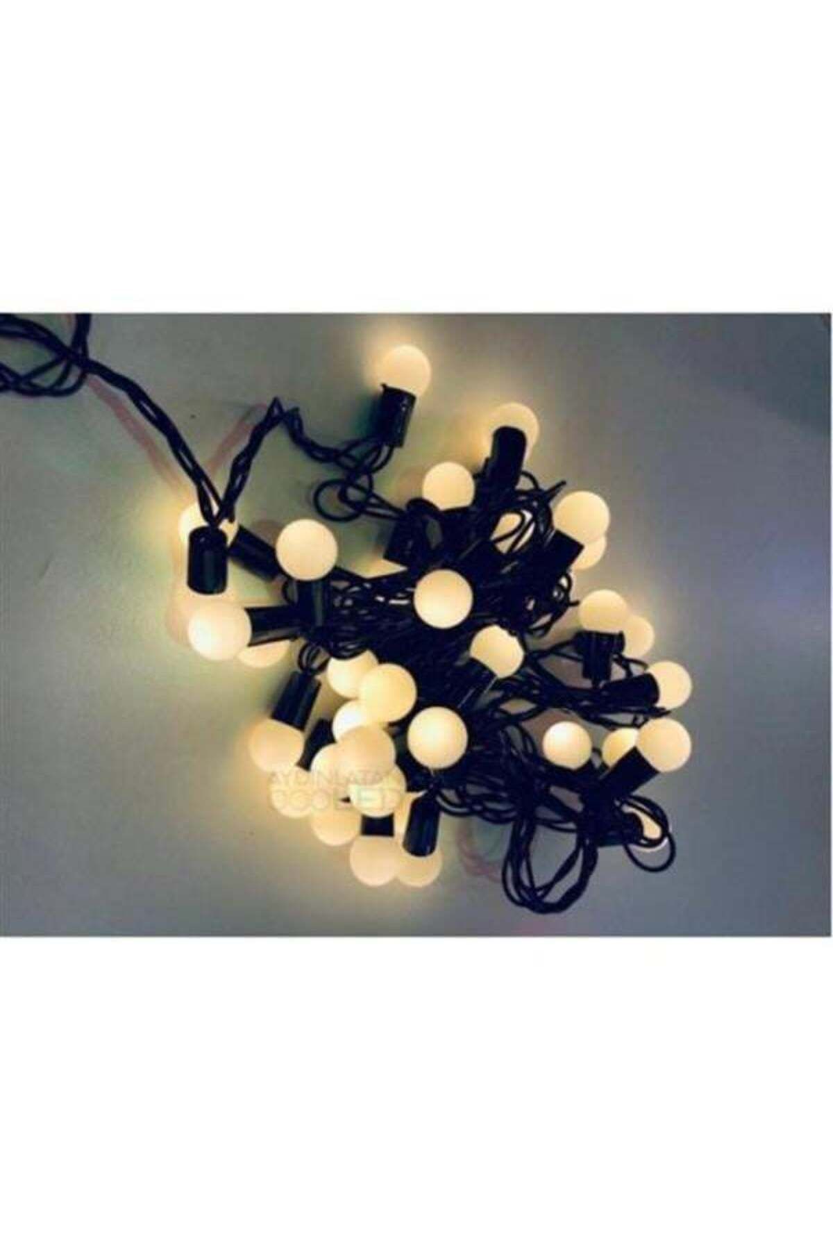 Modafiks 5 Metre 28 Mini Top Led Sarı Işık Fişli Siyah Kablo