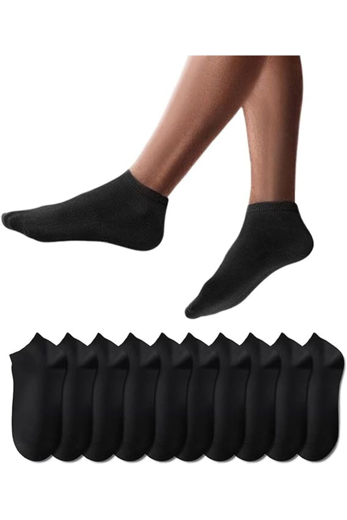 Butik 10'lu Pamuklu Patik Çorap Siyah