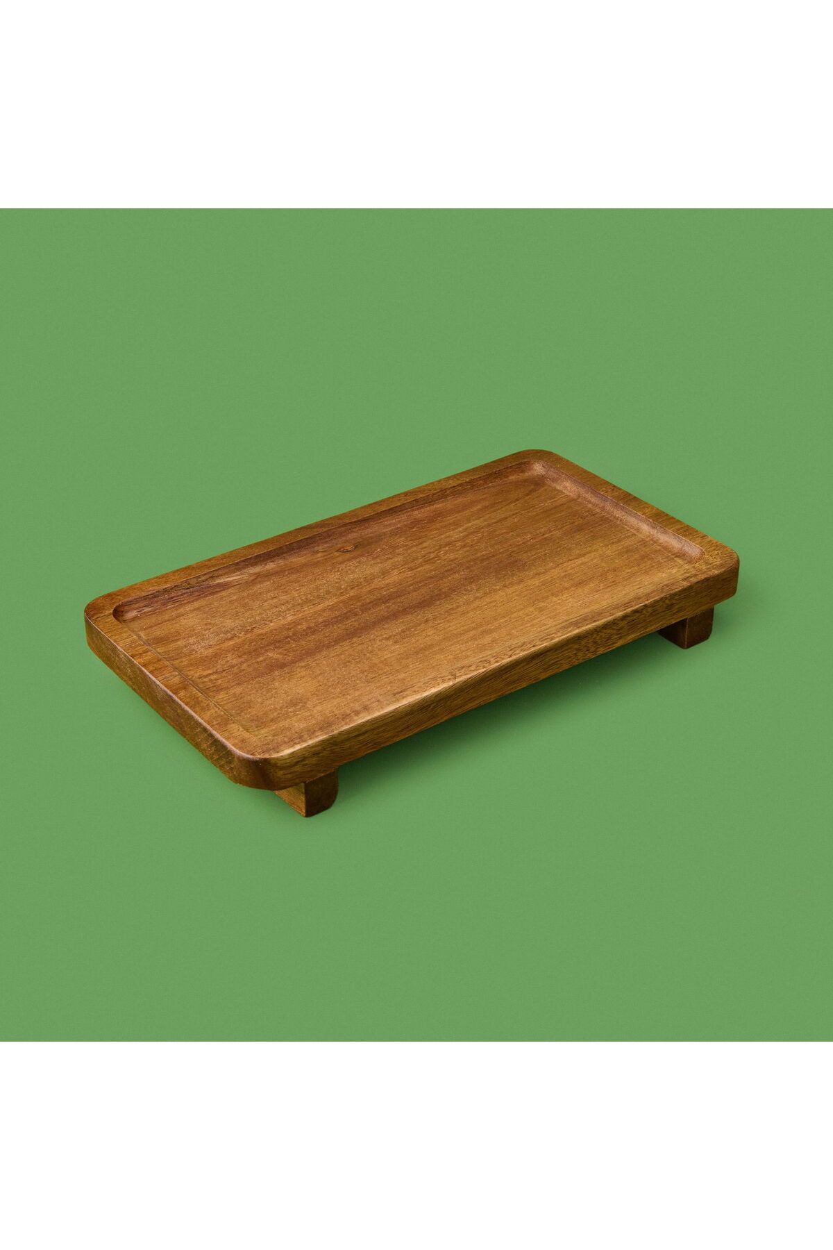 MATMEL Akasya Ayaklı Sunumluk - Kahverengi - 26x14 cm