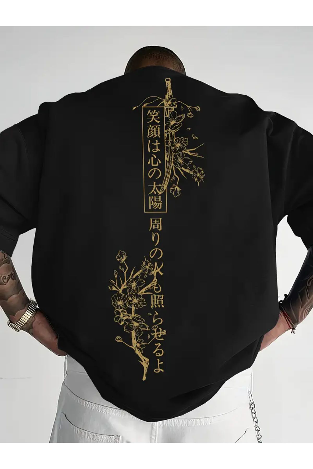 Machetta Unisex Japonca Yazı Baskılı Oversize T-shirt