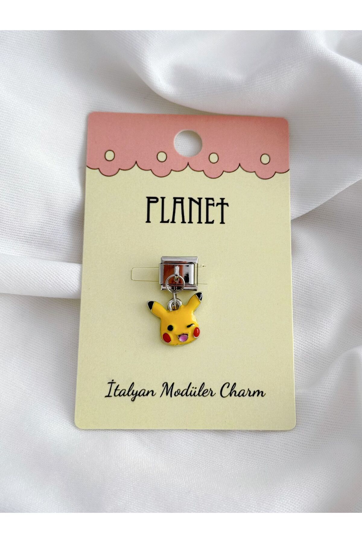 Planet Butik Pikachu Face Sallantılı Kartlı İtalyan Charm
