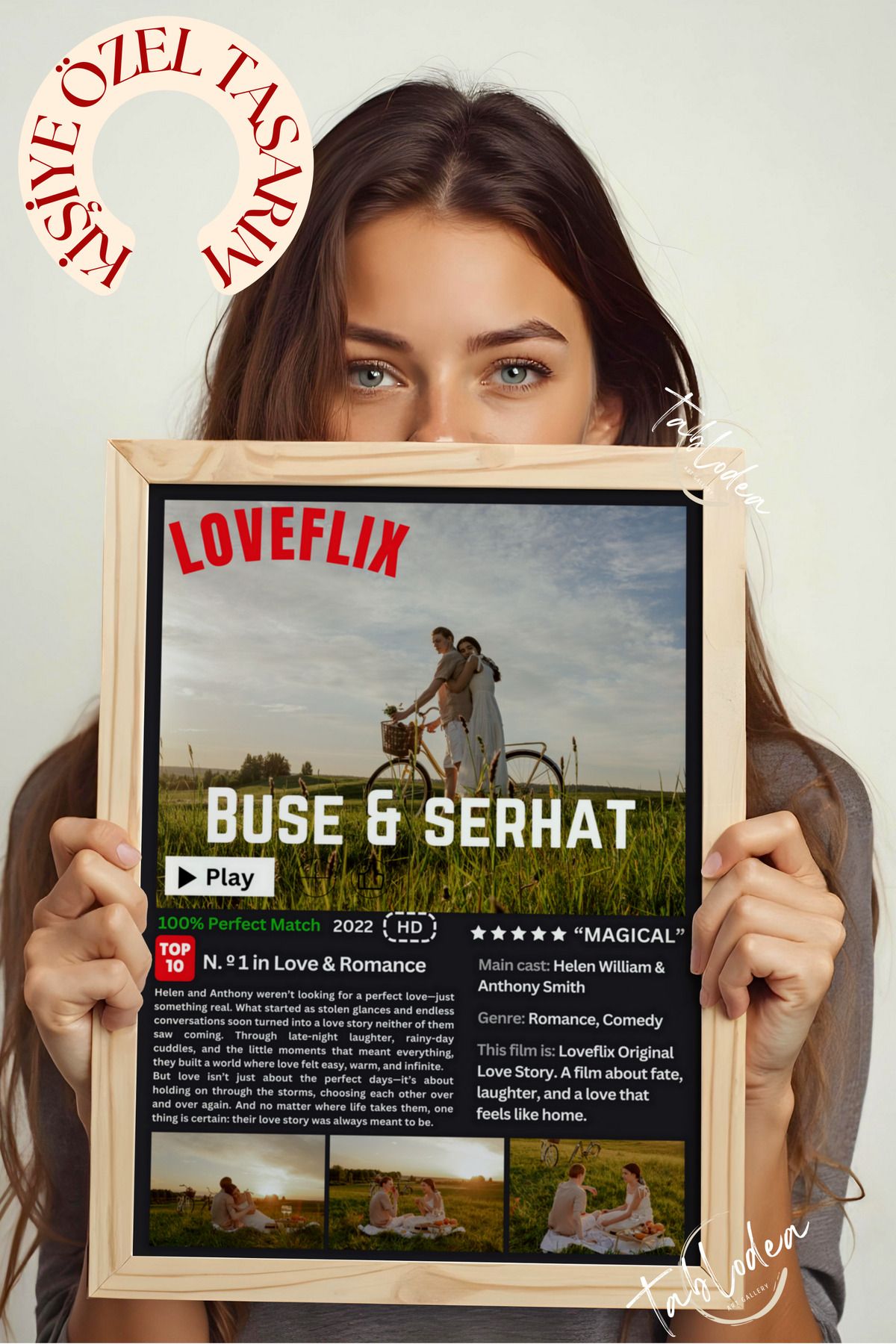 tablodea Kişiye Özel Çerçeveli Tablo, Sevgiliye Özel Hediye, Netflix Özel Tasarım Fotoğraflı Pinterest Tablo