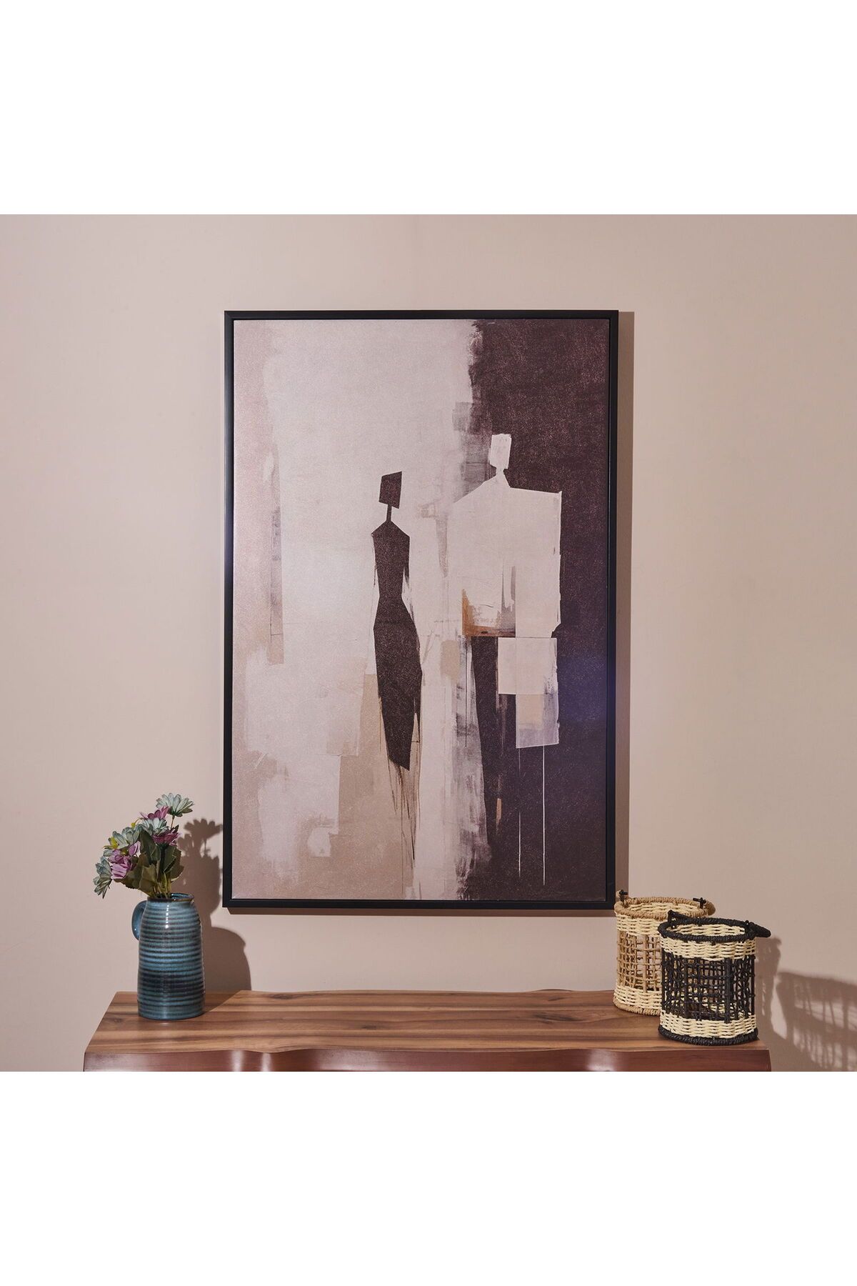MATMEL Contraste Tablo - Bej / Siyah - 90x60 cm
