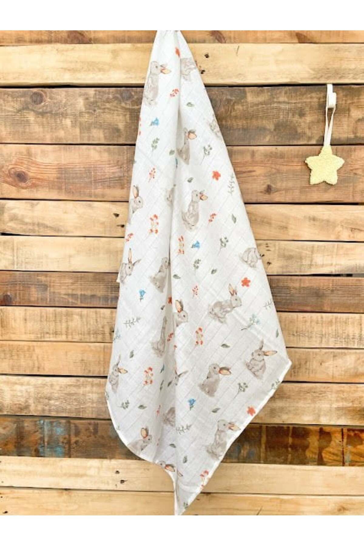 Derin Boutique Shop Tavşan Desenli Müslin Örtü