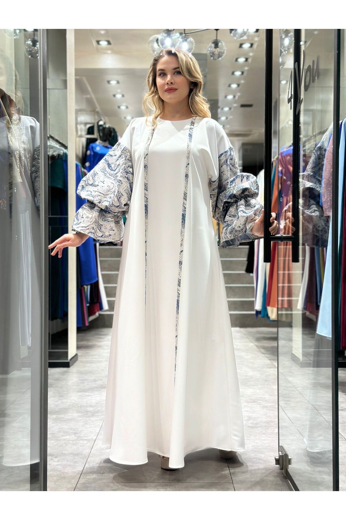 4YOU jakar garnili ekru krep abaya
