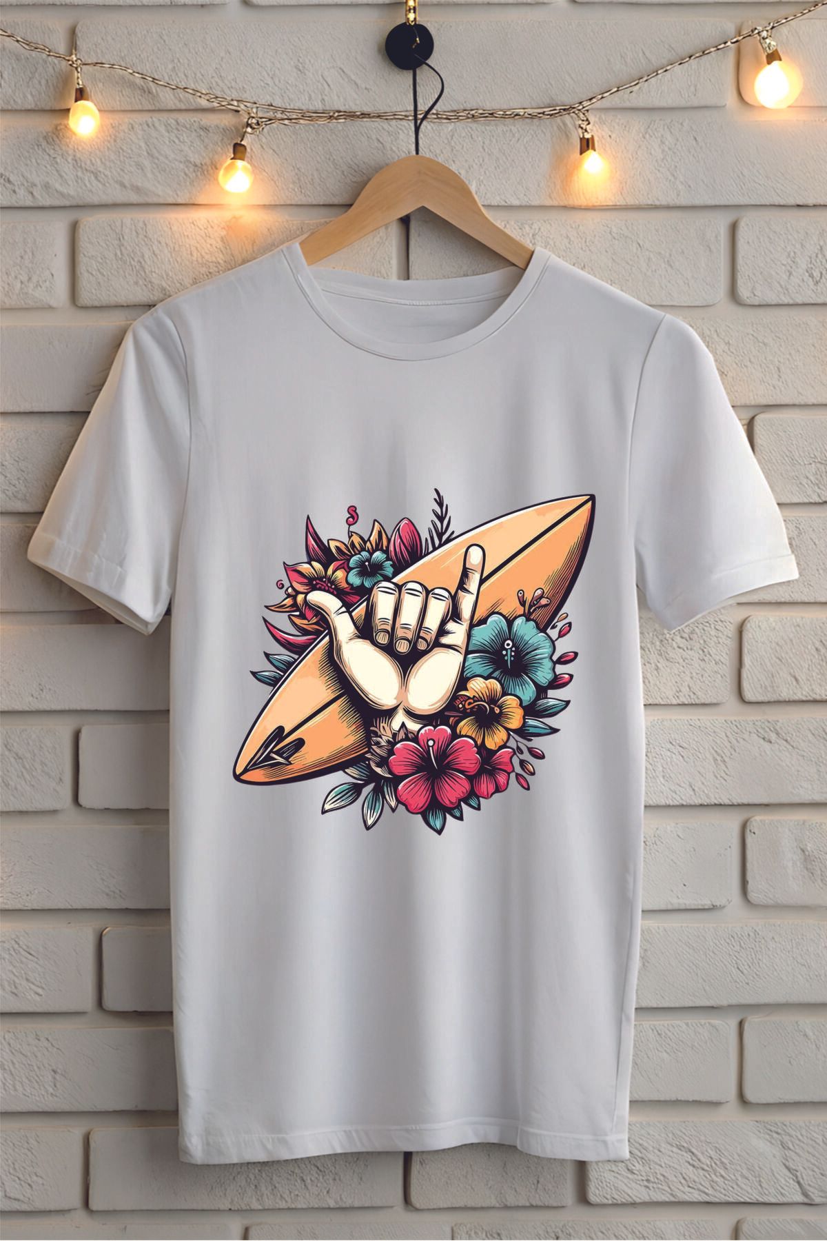 ModaSphere Sörf Baskılı Unisex Oversize Tişört