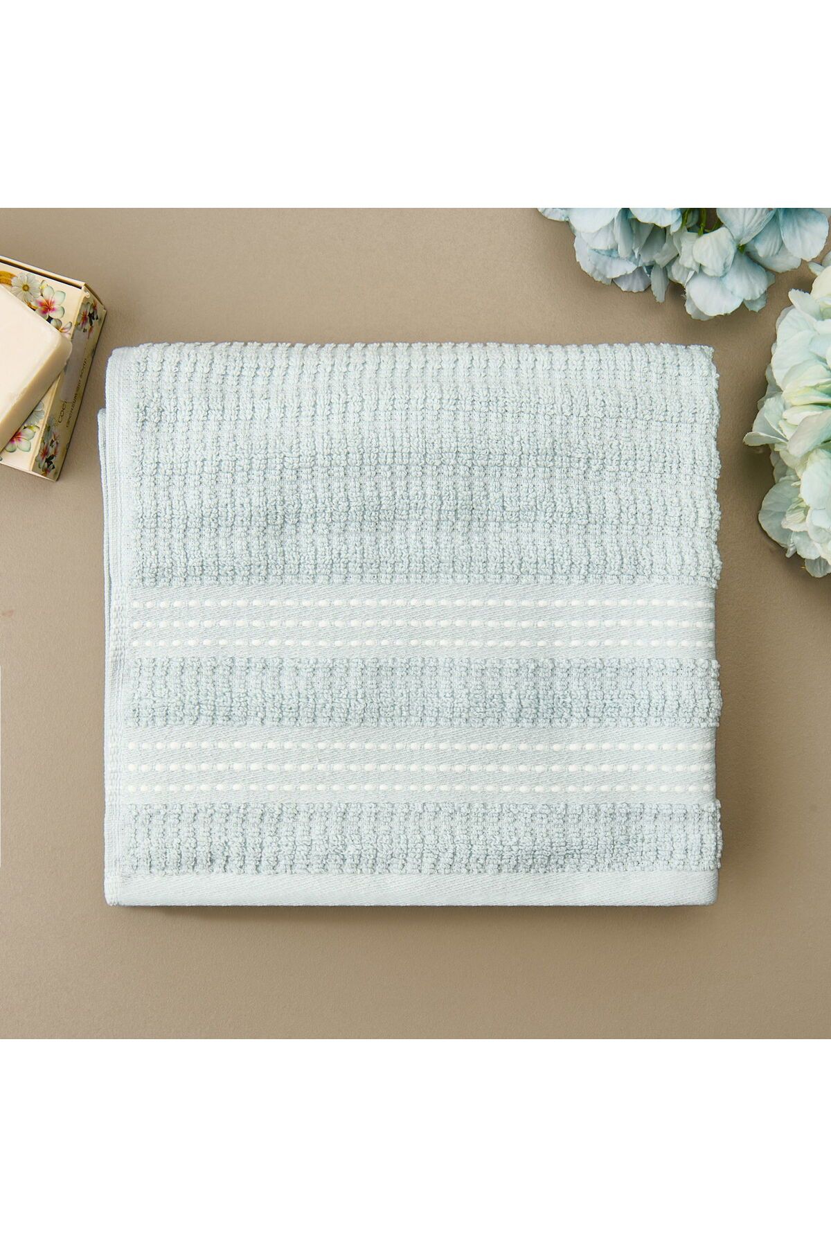 ASPARTAM Stripe Yüz Havlusu - Mavi - 50x90 cm