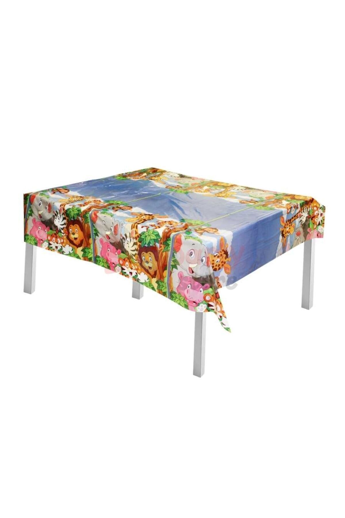 booddie Safari Sevimli Hayvanlar Temalı Naylon Kullan At 120x180 Cm Doğum Günü Partisi Plastik Masa Örtüsü