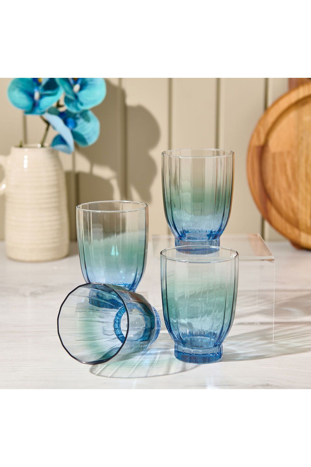 ASPARTAM Elite 4'lü Meşrubat Bardağı - Mavi - 320 ml