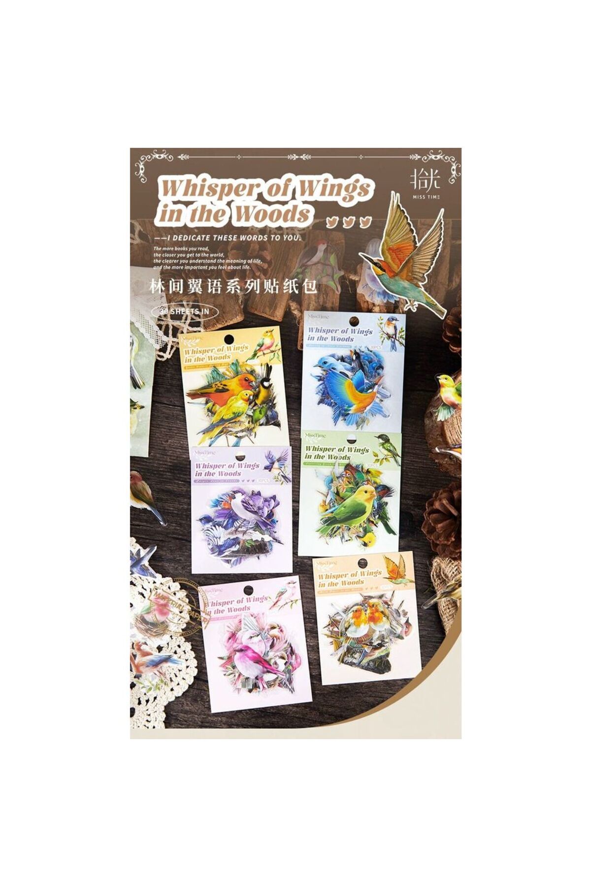 İthal O14-30 adet kus PET Sticker - Renk : Sarı