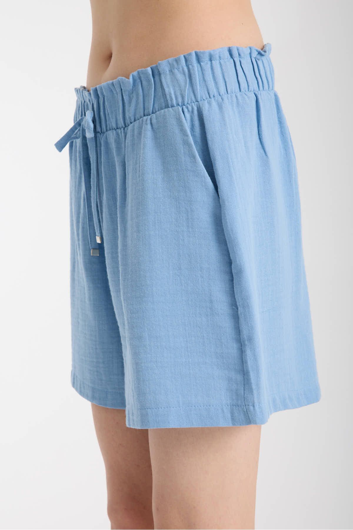 Kaphone10 Kadın Beli Lastikli Muslin Şort