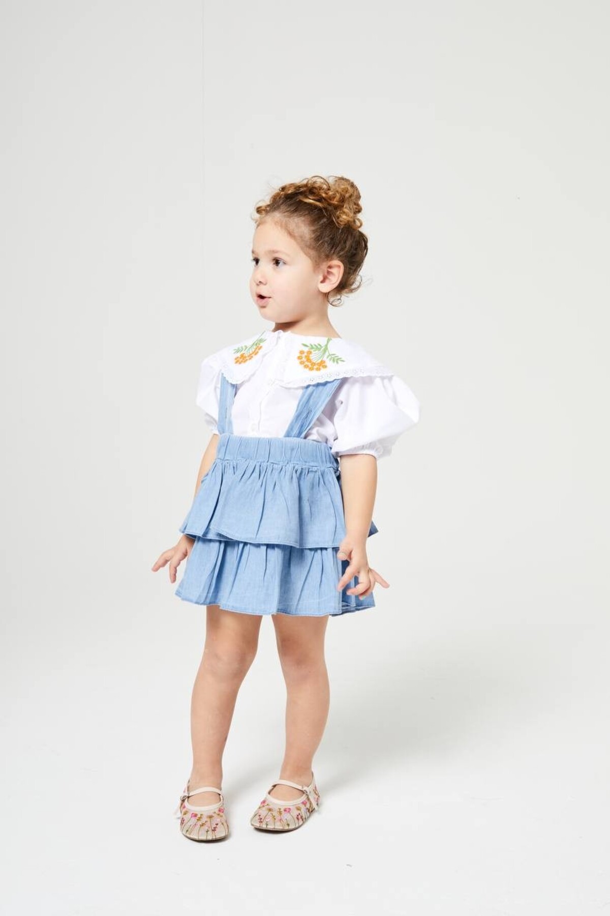 zeyelababy İşleme Detaylı Gömlekli Salopet Elbise fotoğrafı 5 (önizleme)