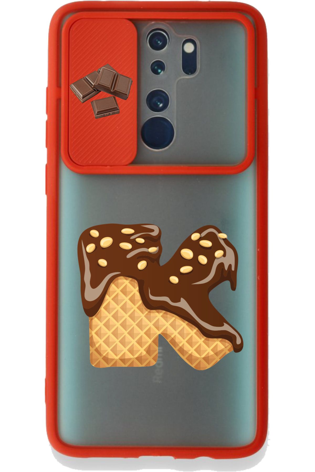 Rotaks Xiaomi Redmi Note 8 Pro Uyumlu Kılıf Sürgülü Slayt İsme Özel Çikolata Harf Baskılı