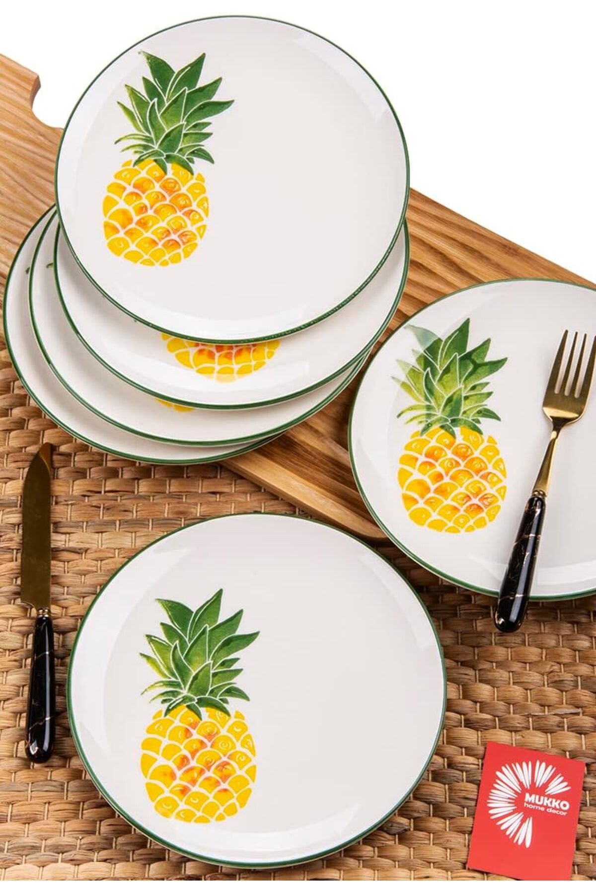 STOREMAX ELZ HOME ANANAS DEKORLU 21CM 6'LI PASTA TABAĞI SETİ FRNTR 1127478