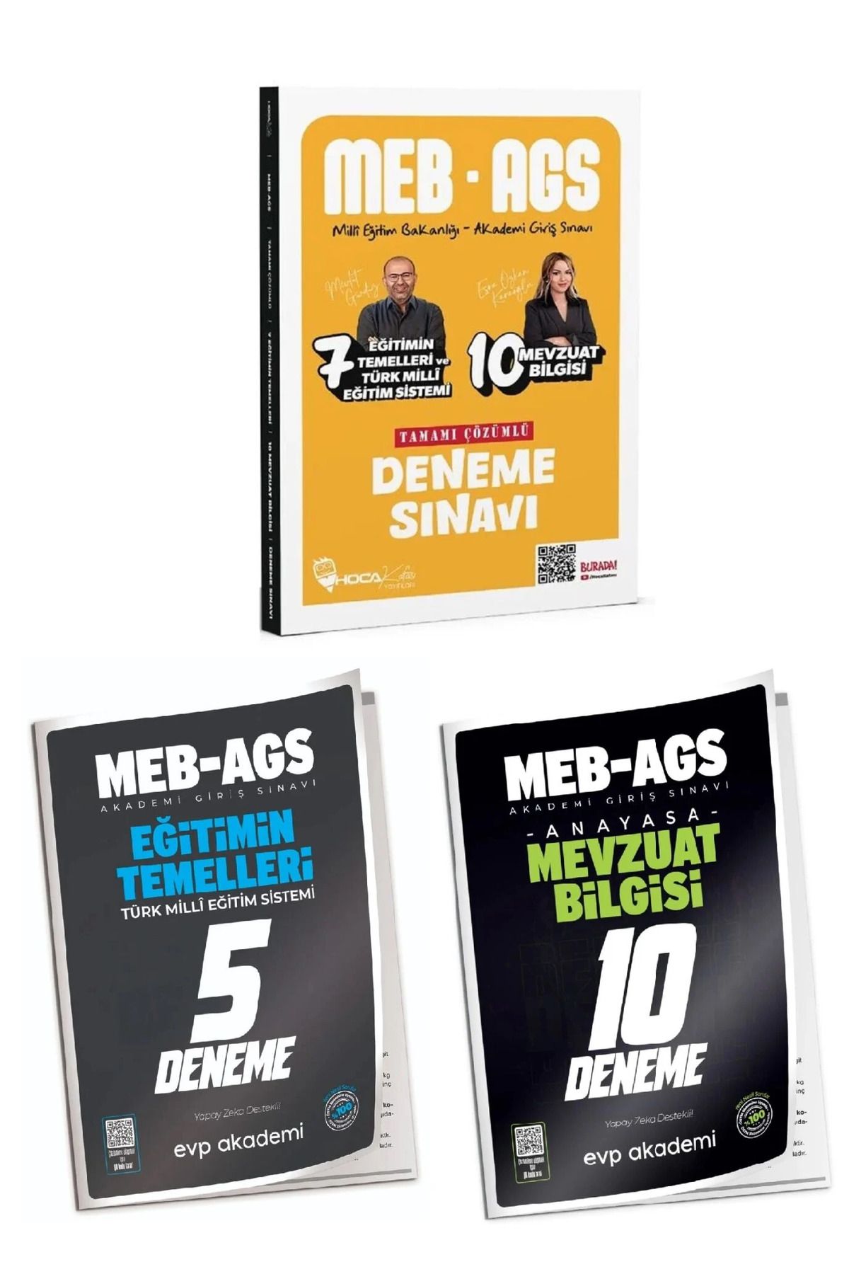 Hoca Kafası Yayınları Hoca Kafası + EVP 2025 MEB-AGS Eğitimin Temelleri, Mevzuat 17+5+10 Deneme 3 lü Set - Mevlüt Gündüz,