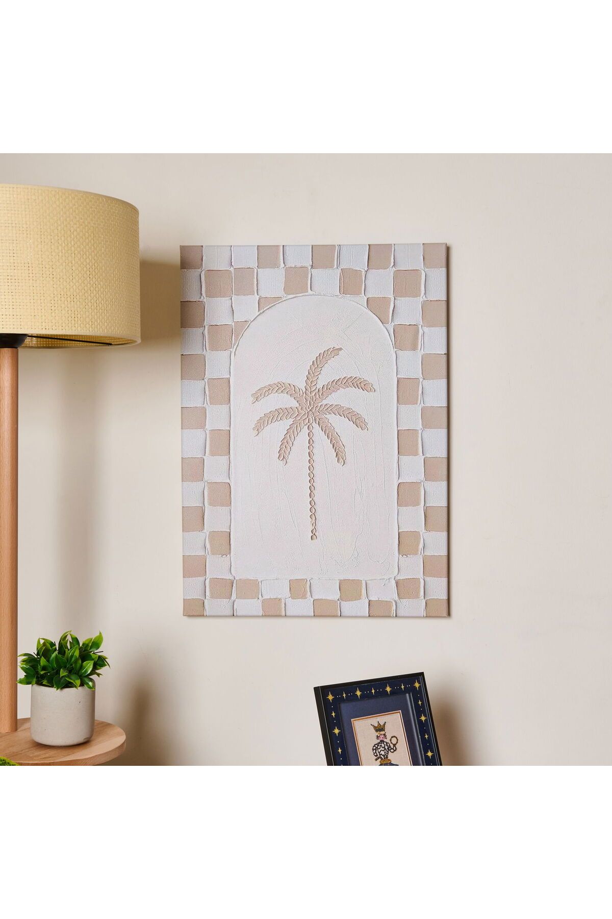 ASPARTAM Palm Breeze Kanvas Tablo - Beyaz / Bej - 50x70 cm