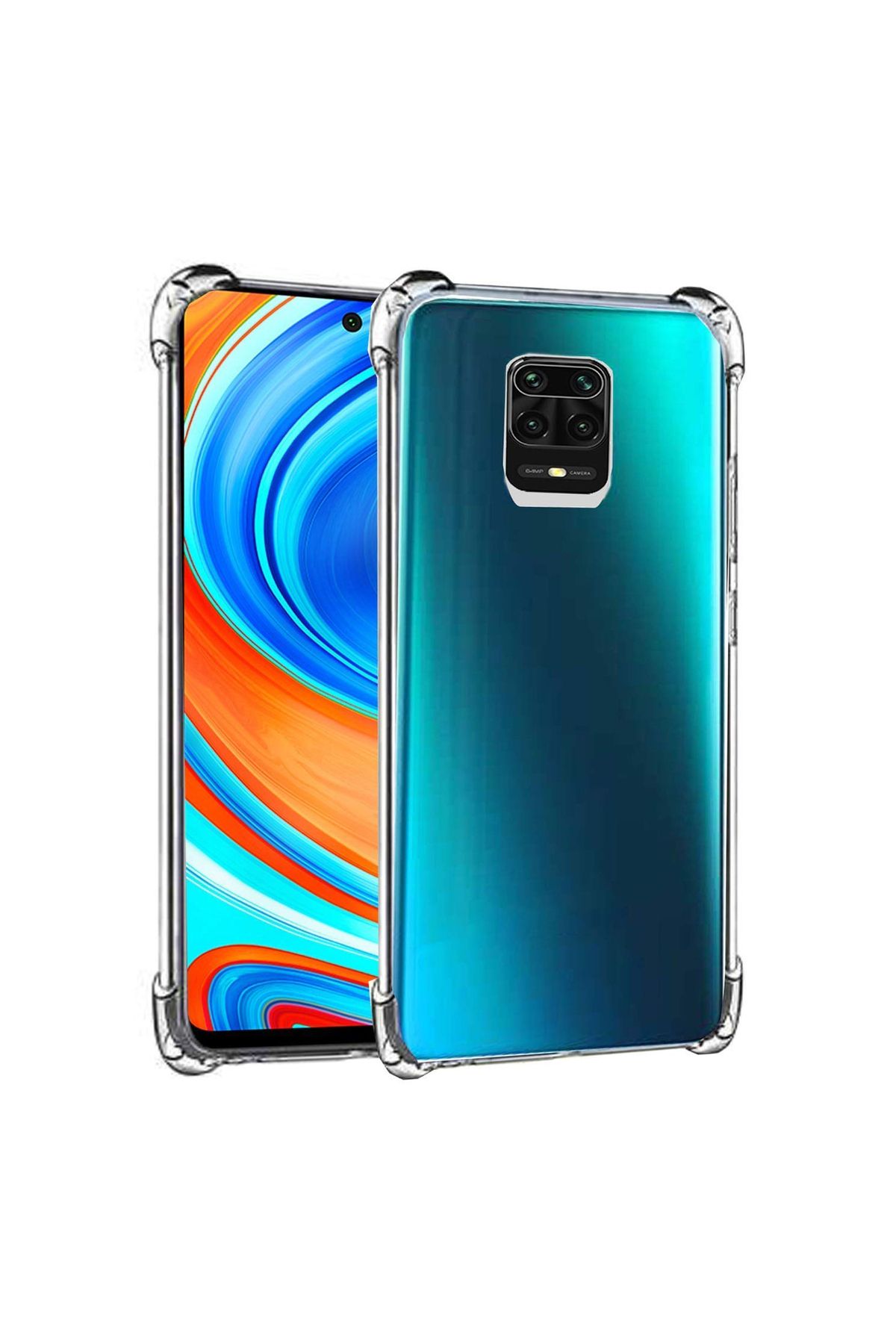 CaseArt Xiaomi Redmi Note 9 Pro ile uyumlu Kapak Köşe Korumalı Airbag Antishock Şeffaf Silikon Kılıf