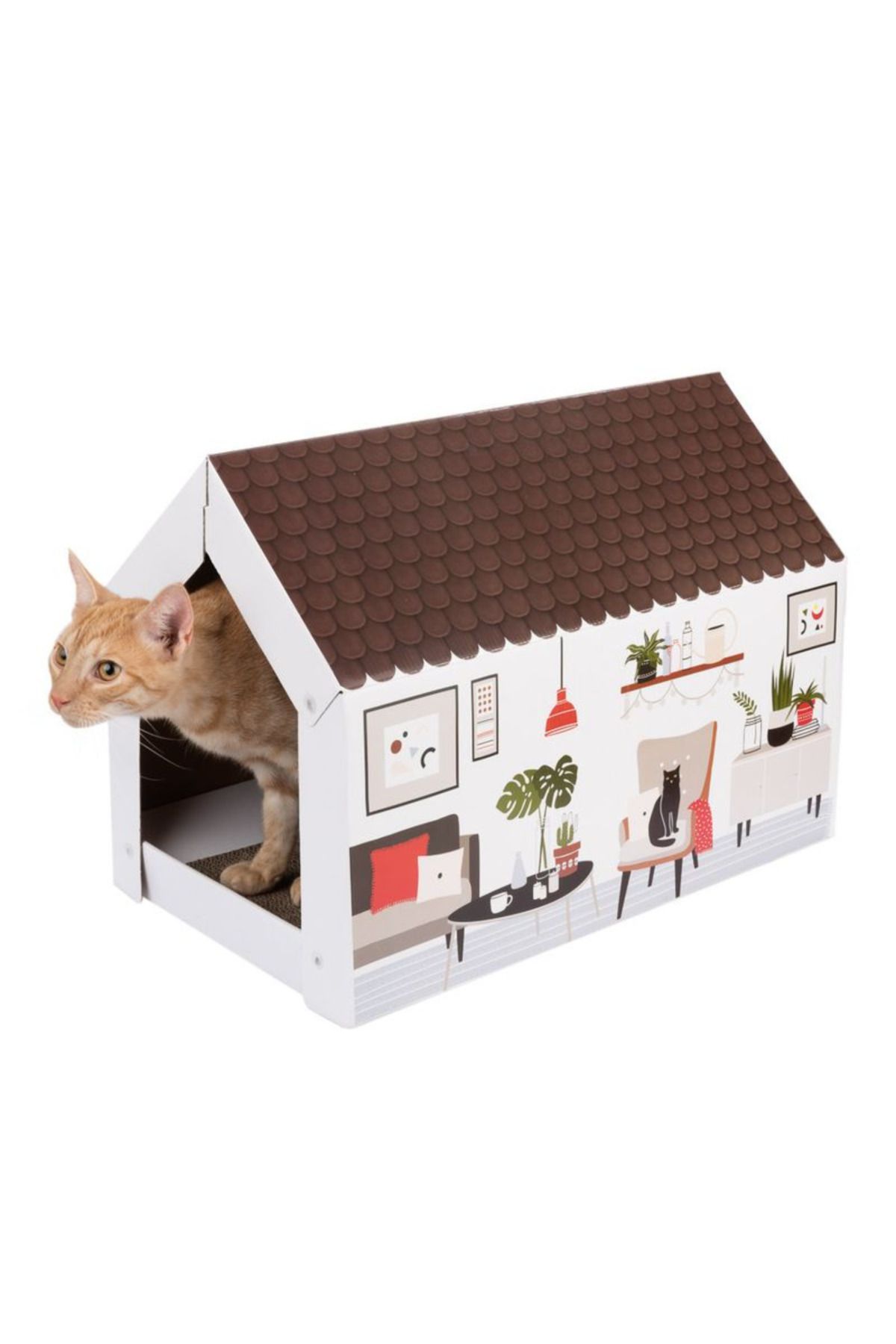 OEM-Cat house with reversible scratching post and catnip, 58x36x41 cm XL Home 2