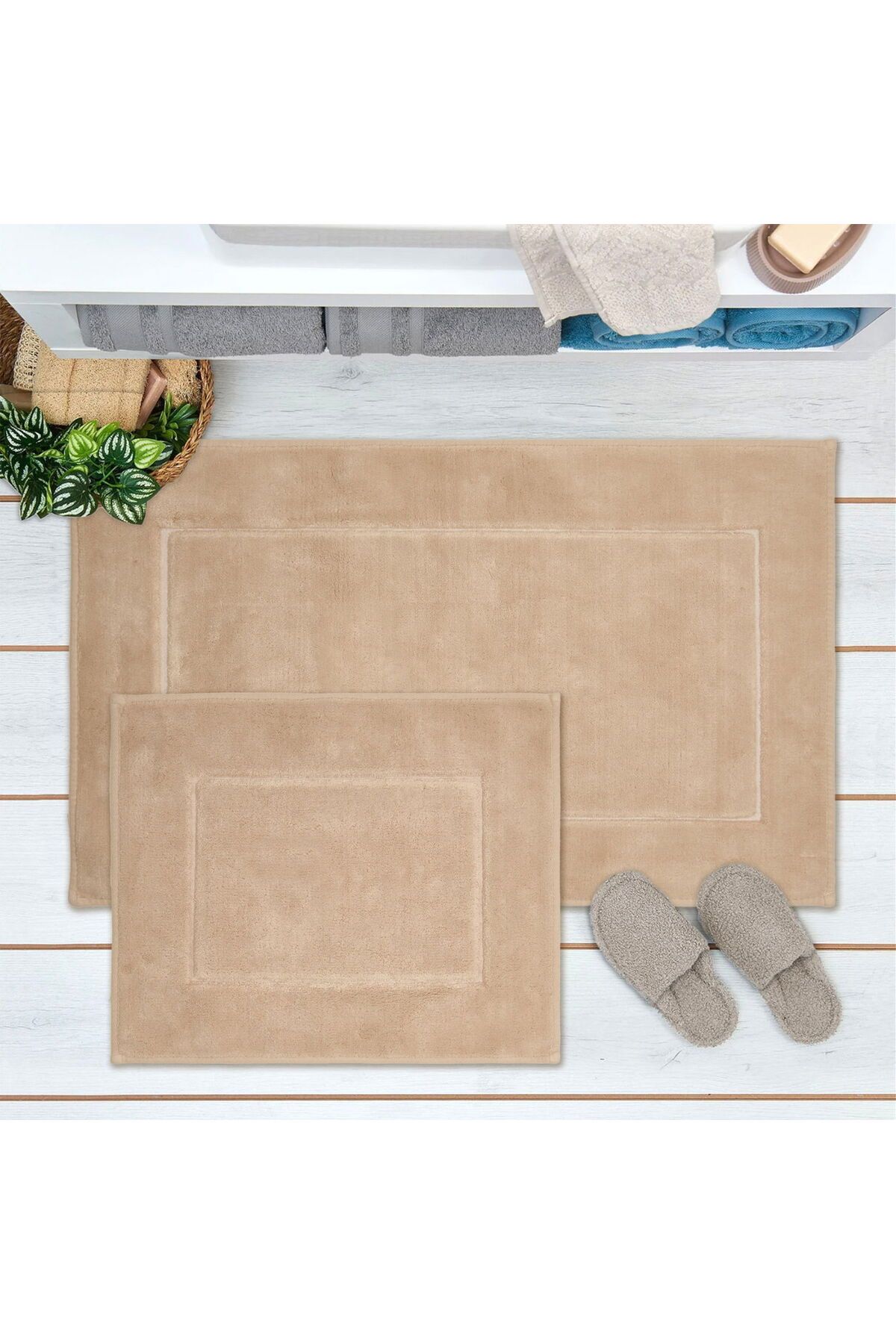 MATMEL Pete 2'li Banyo Paspası - Bej - 60x100 cm + 50x60 cm