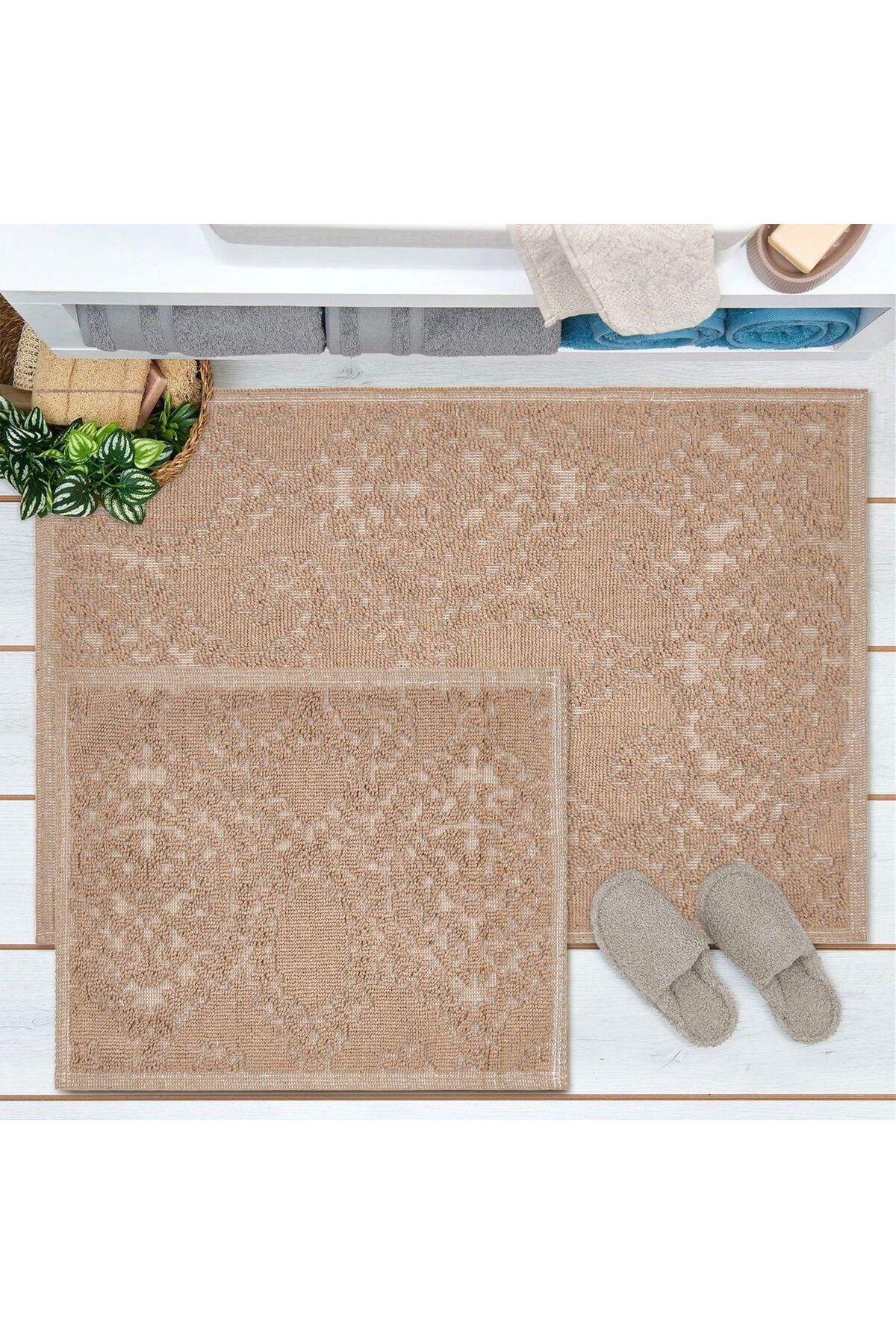 MATMEL Visby 2'li Banyo Paspası - Vizon - 60x100 cm + 50x60 cm