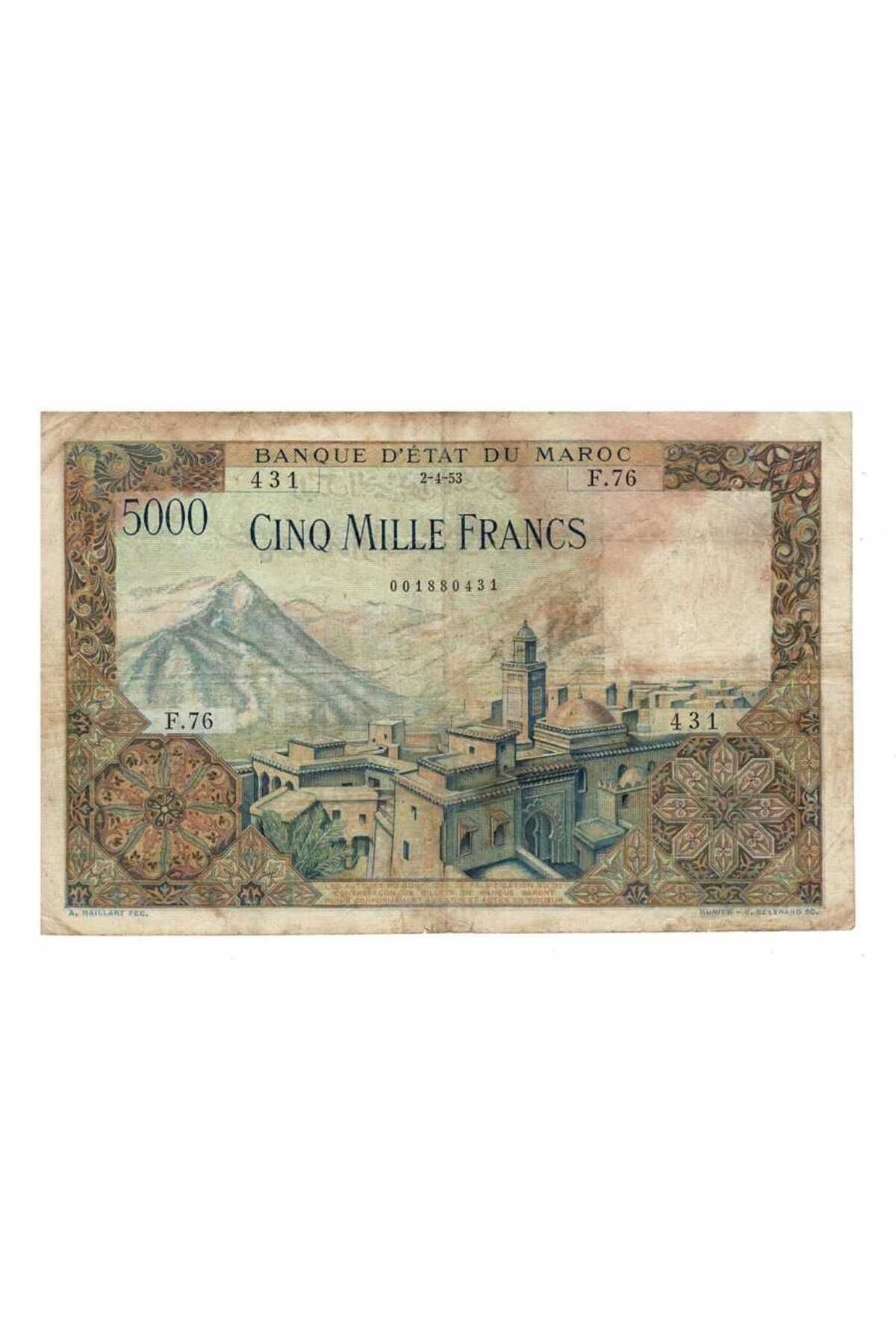 Gökçe Koleksiyon Fas 5000 Frank 1953 ÇT YKP4421