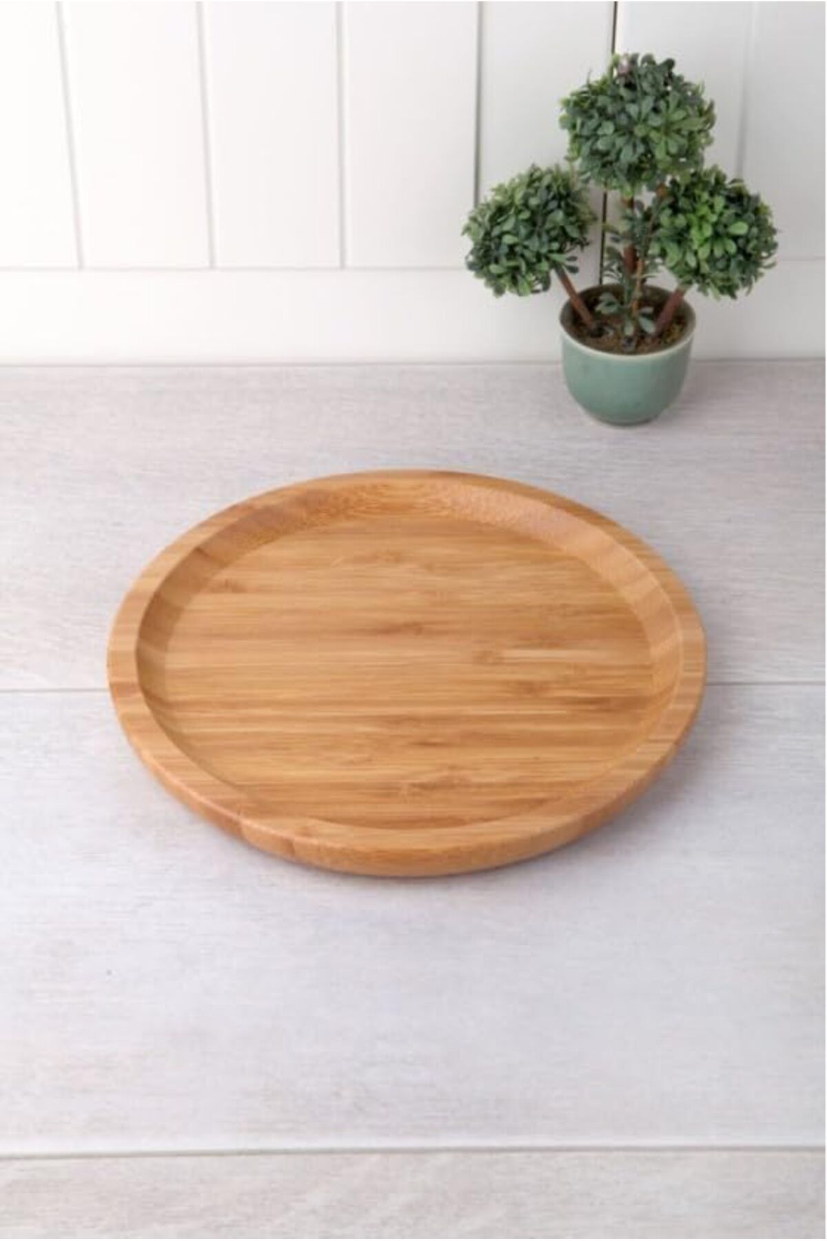 Mu Art Ahşap Mrt Bambu Lüx Yuvarlak Servis 20 * 20cm, Bambu Sunumluk & Çerezlik Yuvarlak Sunum Tabağı, Ba