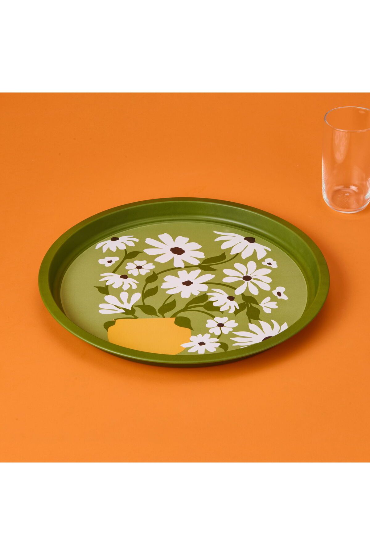MATMEL Çiçekli Tepsi - Yeşil - 35 cm
