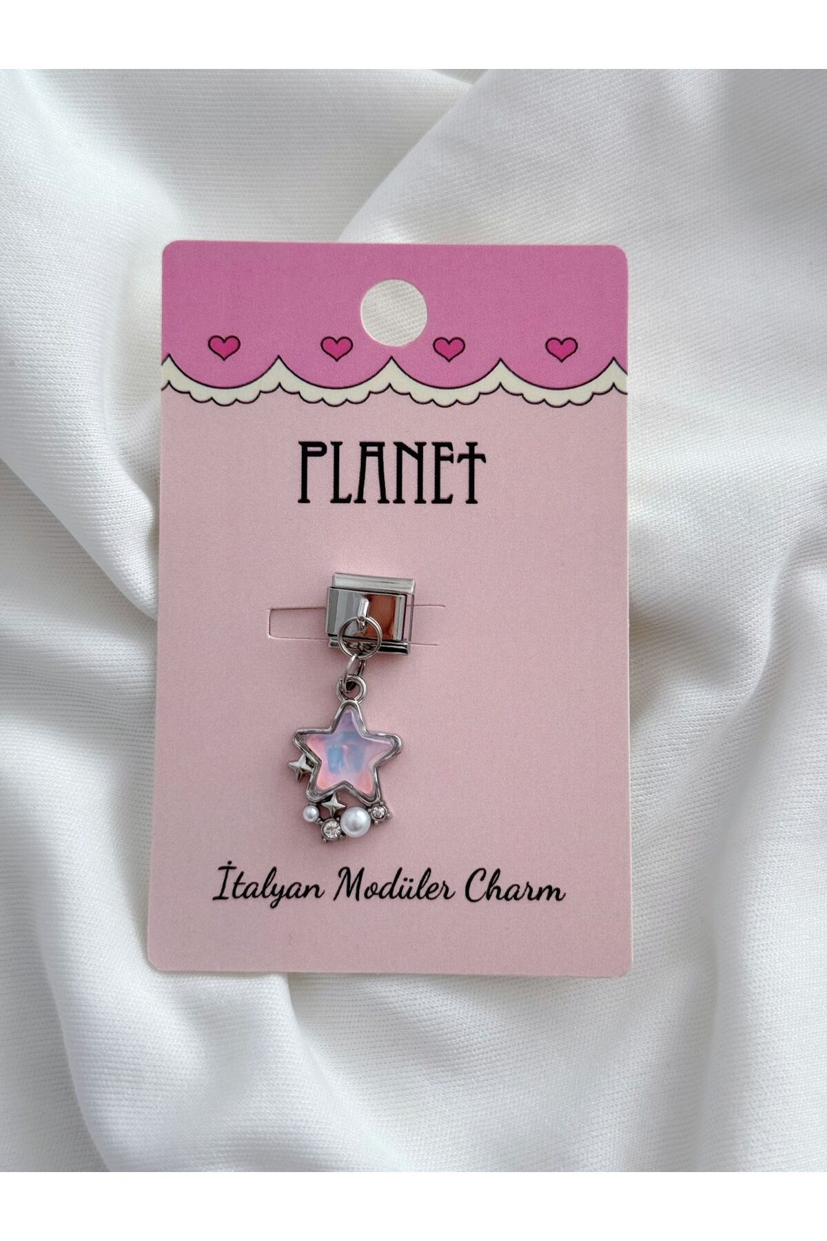 Planet Butik Taşlı Hologram Yıldız Sallantılı Kartlı İtalyan Charm