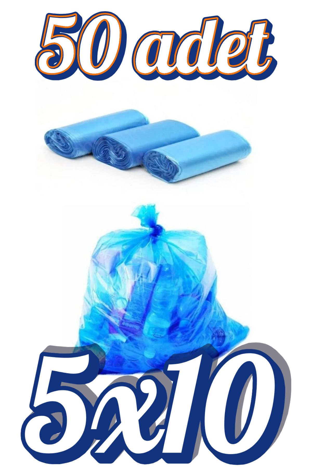 LİXO Çöp Torbası Battal Boy 10’lu 5 Rulo Ultra Kalın 300 gr 75x90 Çöp Poşeti