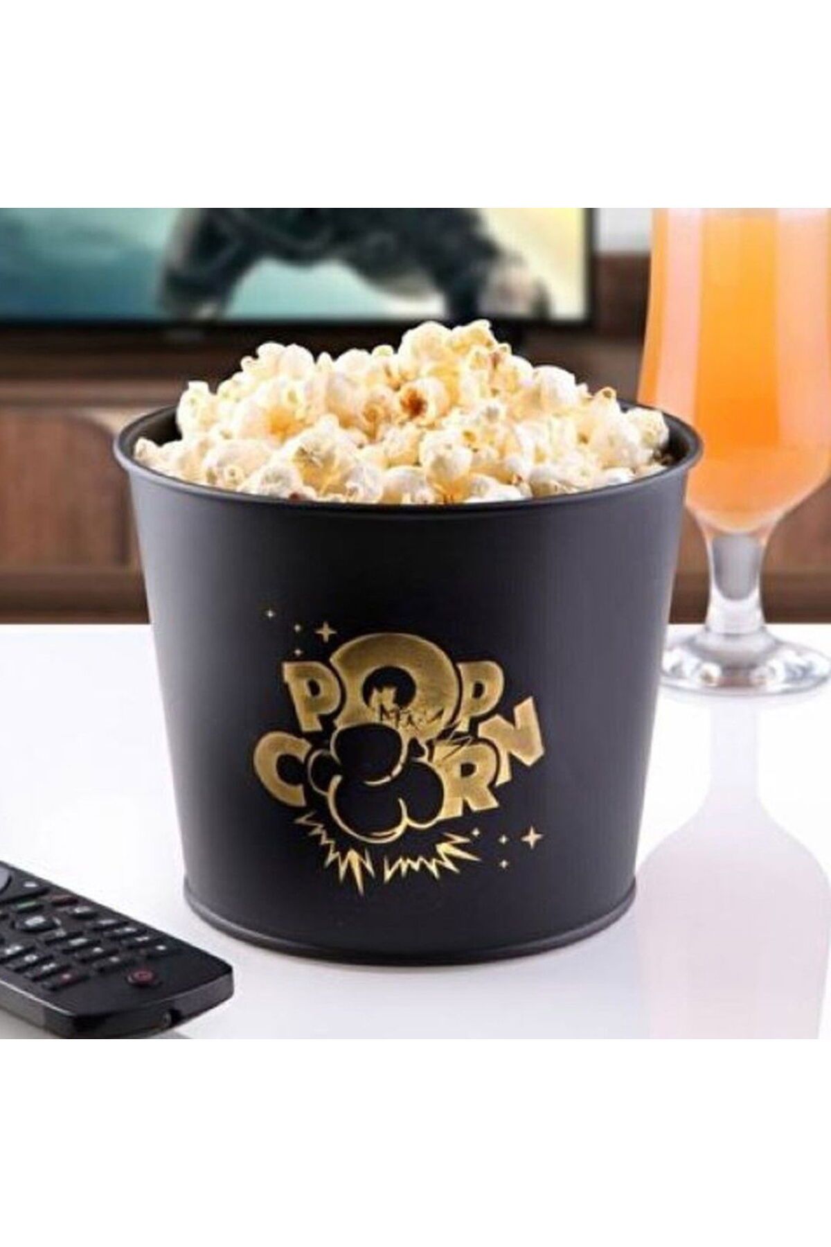 MATMEL Metal Popcorn Kovası - Siyah