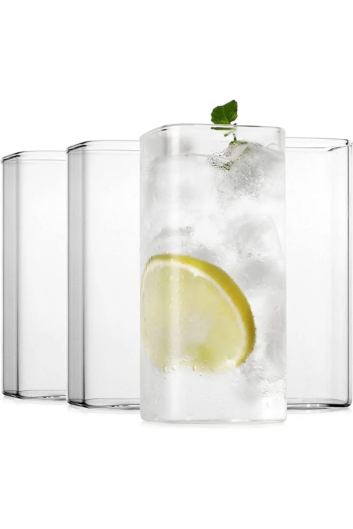 STOREMAX ELZ Home 2 Adet Dikdörtgen Isıya Dayanıklı Borosilikat Trend Meşrubat Bardağı 350 Ml Kare Bar