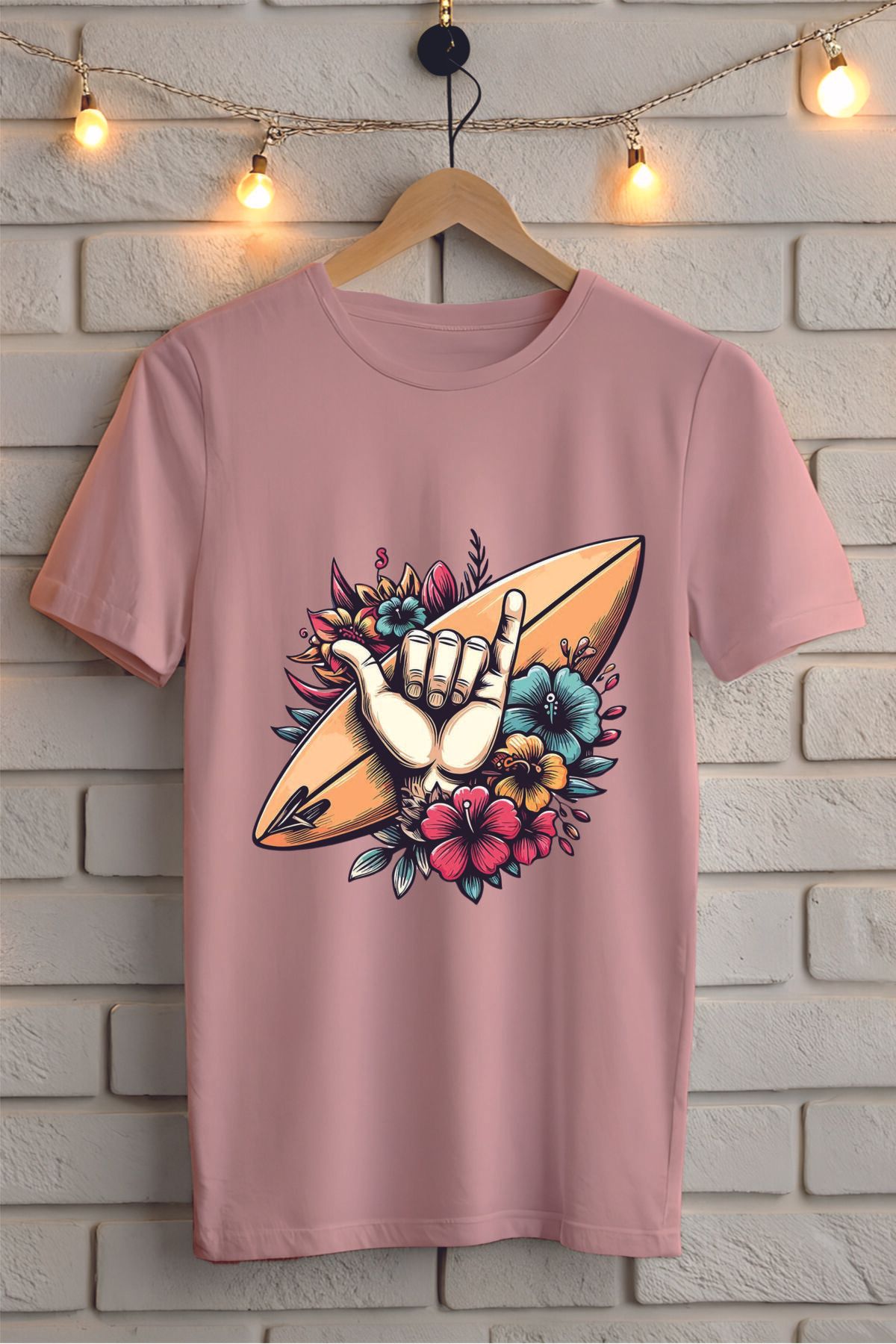 ModaSphere Sörf Baskılı Unisex Oversize Tişört