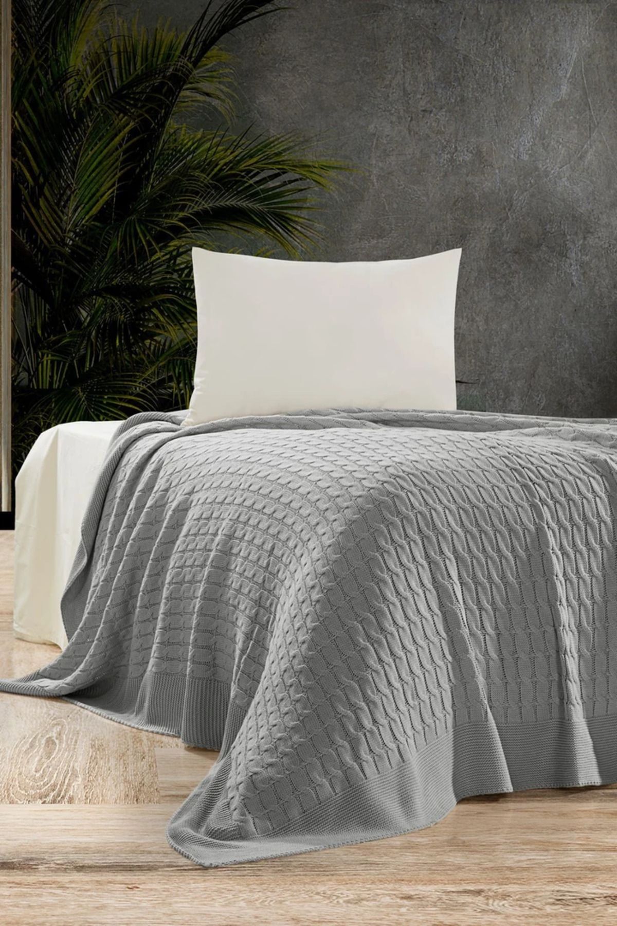 DOUX HOME Petra Triko Yatak Örtüsü Tek Kişilik 180 X 230 Gri