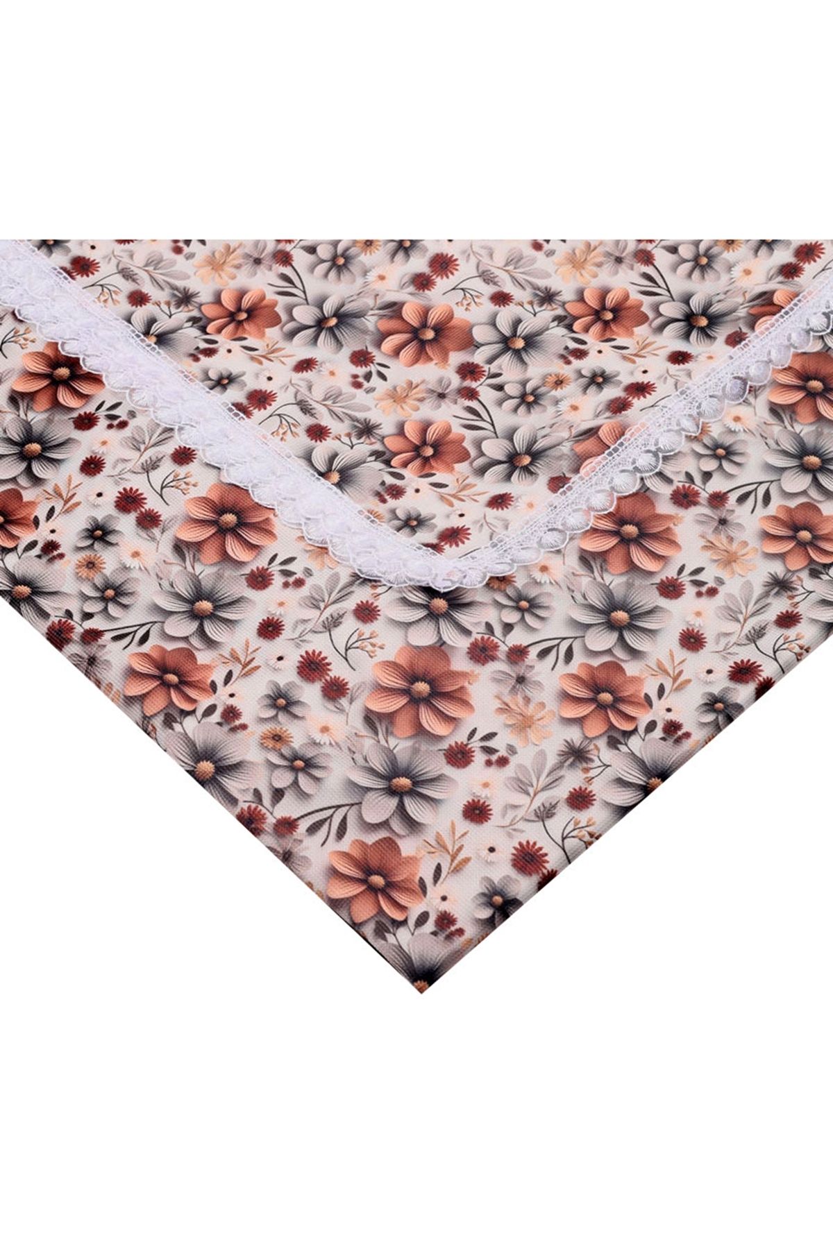 BAYSEM 200 X 200 cm. 3 Boyutlu Güpürlü Dijital Raşel Sofra Bezi - Masa Örtüsü - Renk-09
