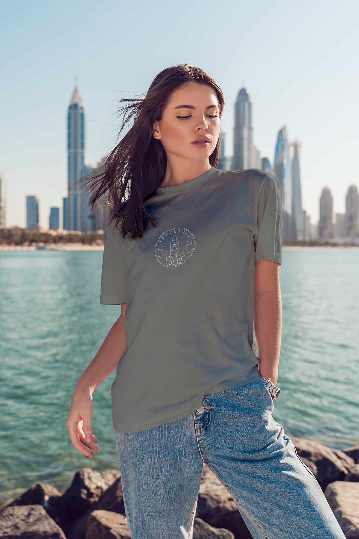 Decrift Spaceship %100 Pamuk Kadın T-Shirt