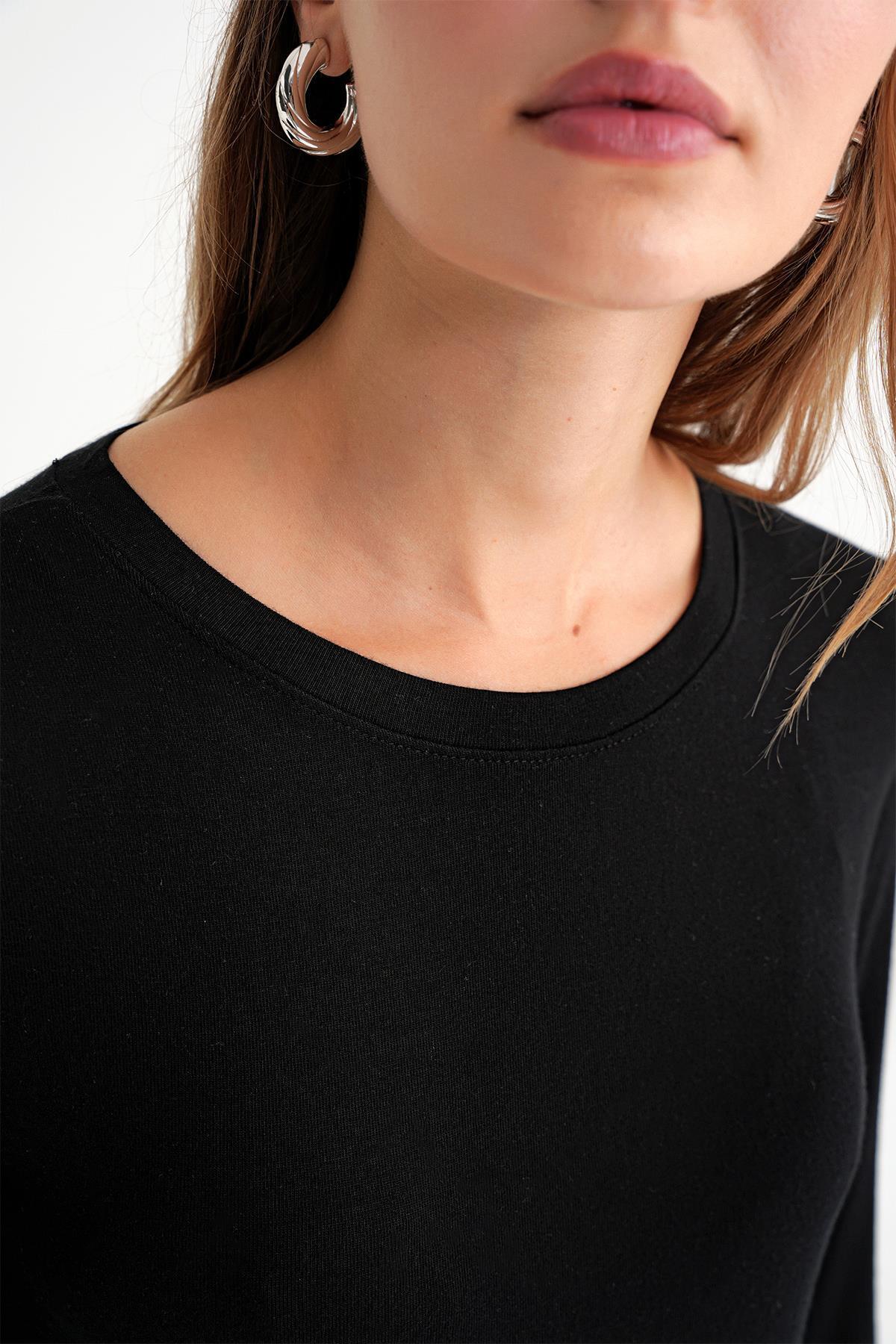 Mixray-2014 Women's Crew Neck Summer See-Through Blouse Black 6