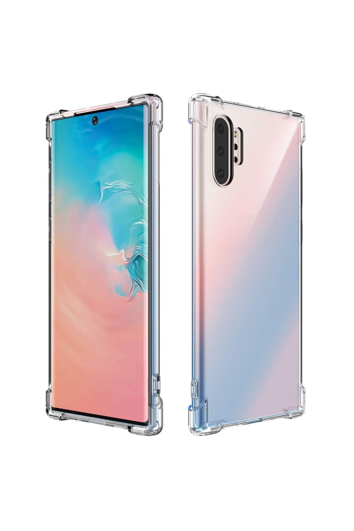 CaseArt Samsung Galaxy Note 10 Plus ile uyumlu Kapak Köşe Korumalı Airbag Antishock Şeffaf Silikon Kılıf