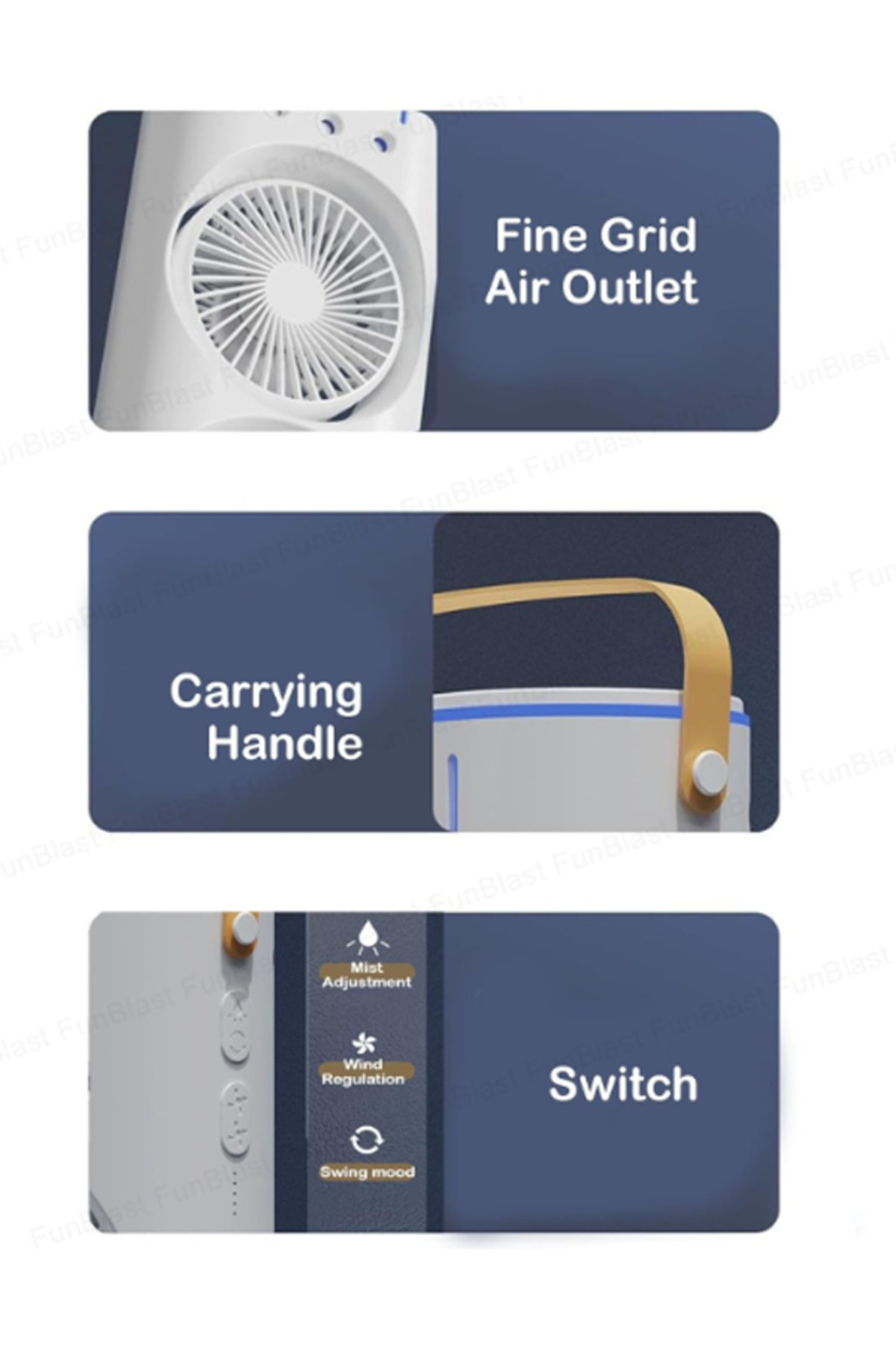 MACON-Jongo Portable Double Ended Spray Fan Oscillating Air Circulation Tower Fan with Mist Spray 5