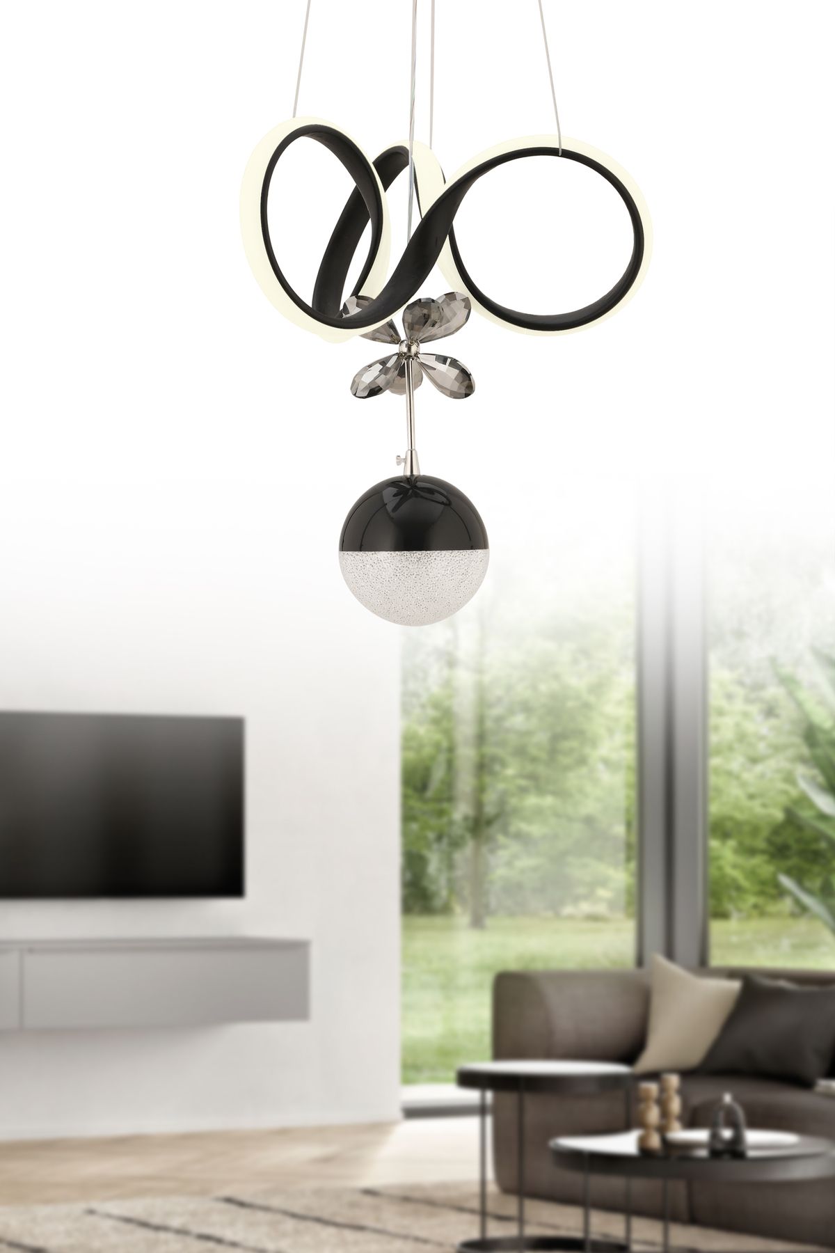 İstanbul Avize İstanbul Avize Siyah Twins Beyaz Power Ledli Modern Led Avize