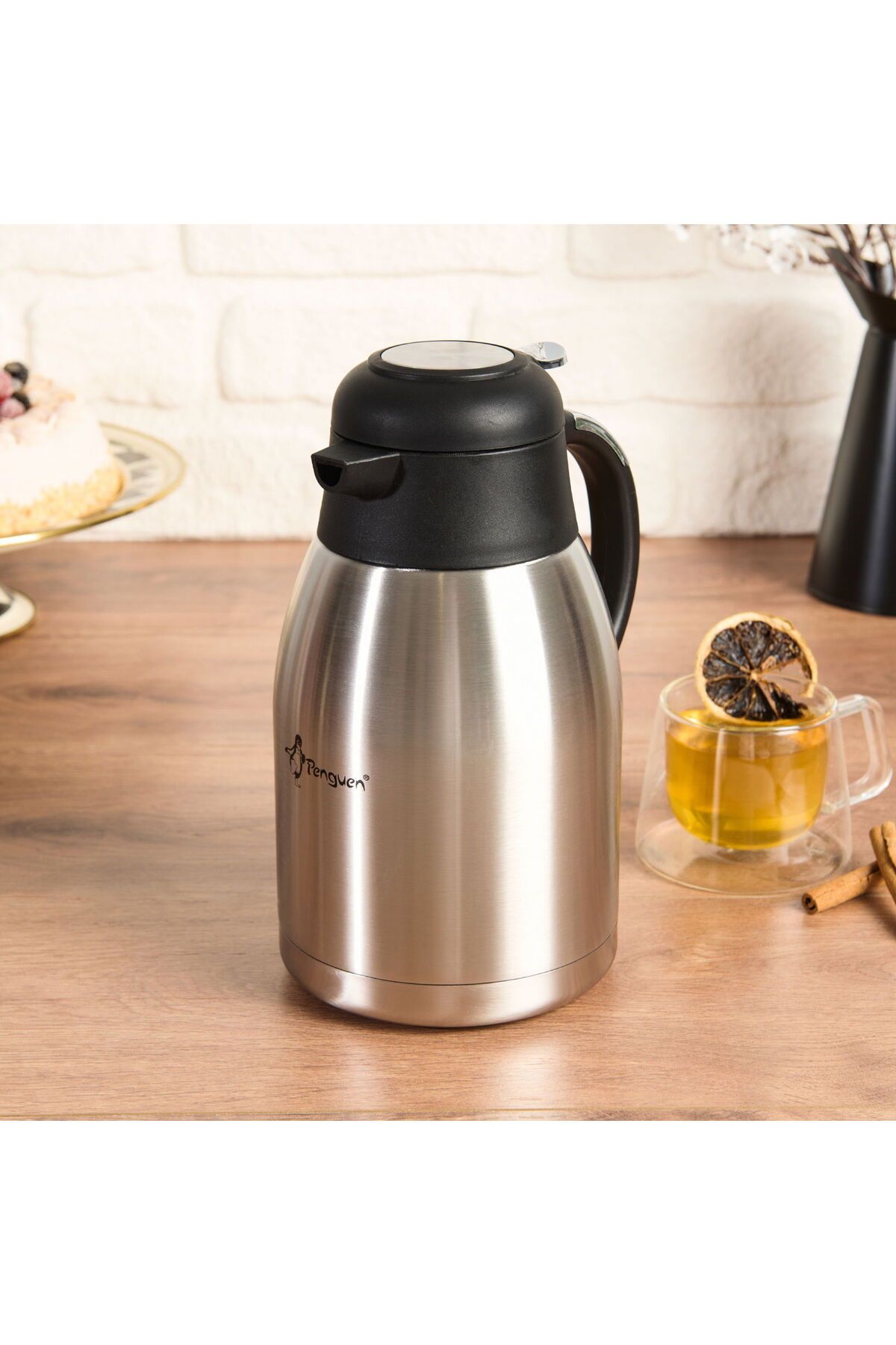 ASPARTAM Çelik Çay Termosu - Inox / Siyah - 2 lt