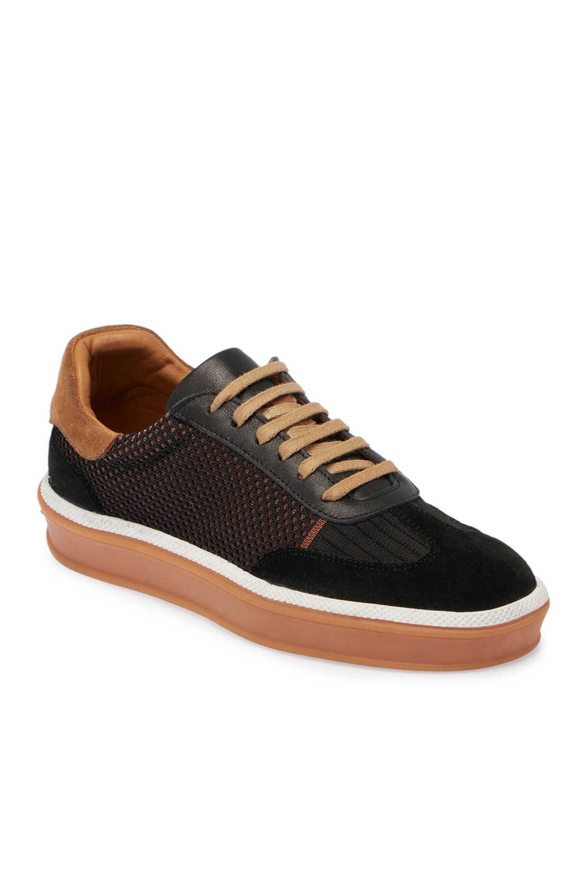 Tergan Siyah Deri-Tekstil Kadın Sneaker - K25I1AY68120-A01
