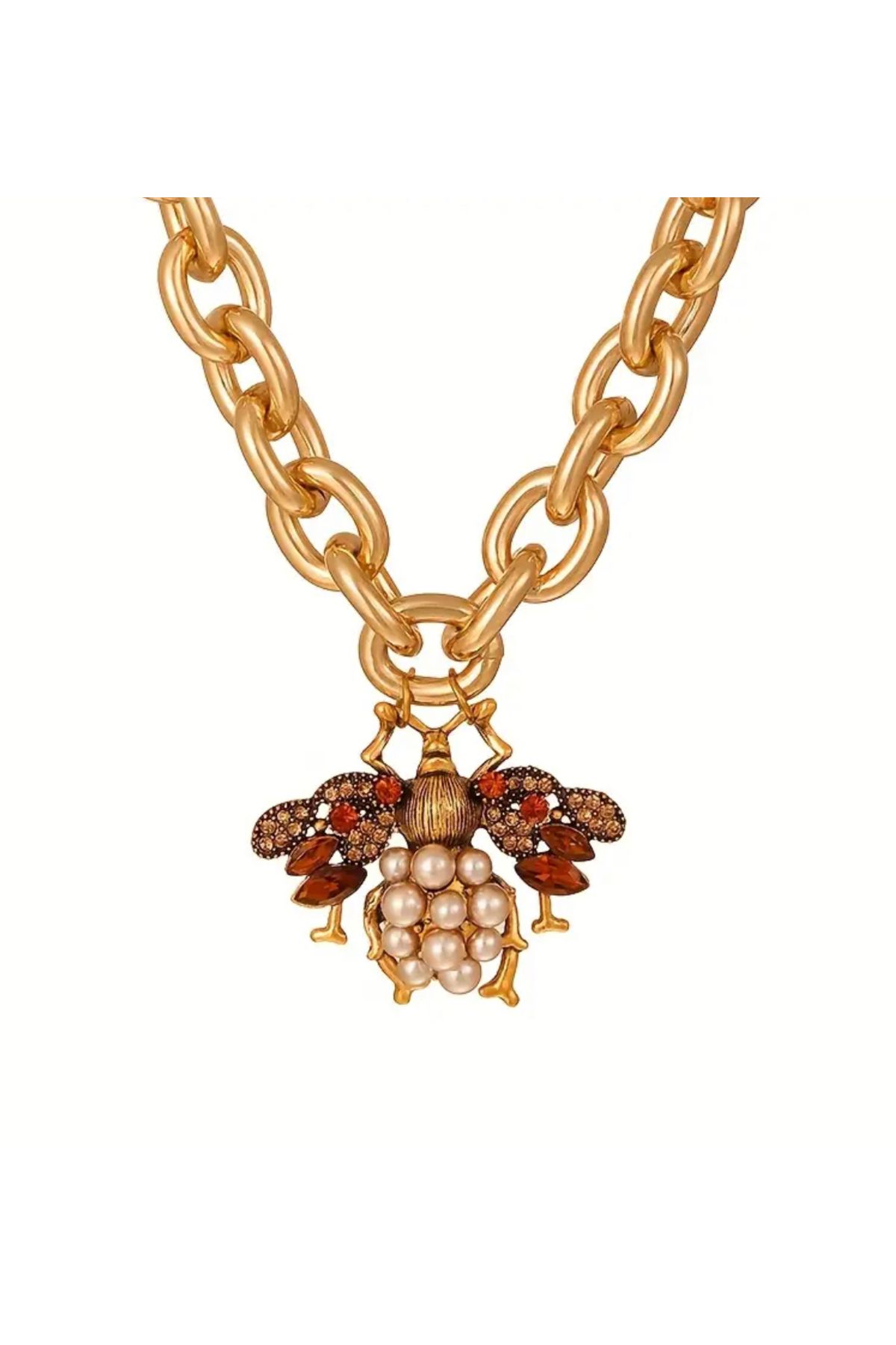 NISHPOINT ALTIN RENGİ ZİNCİRLİ ARI CHARM KOLYE