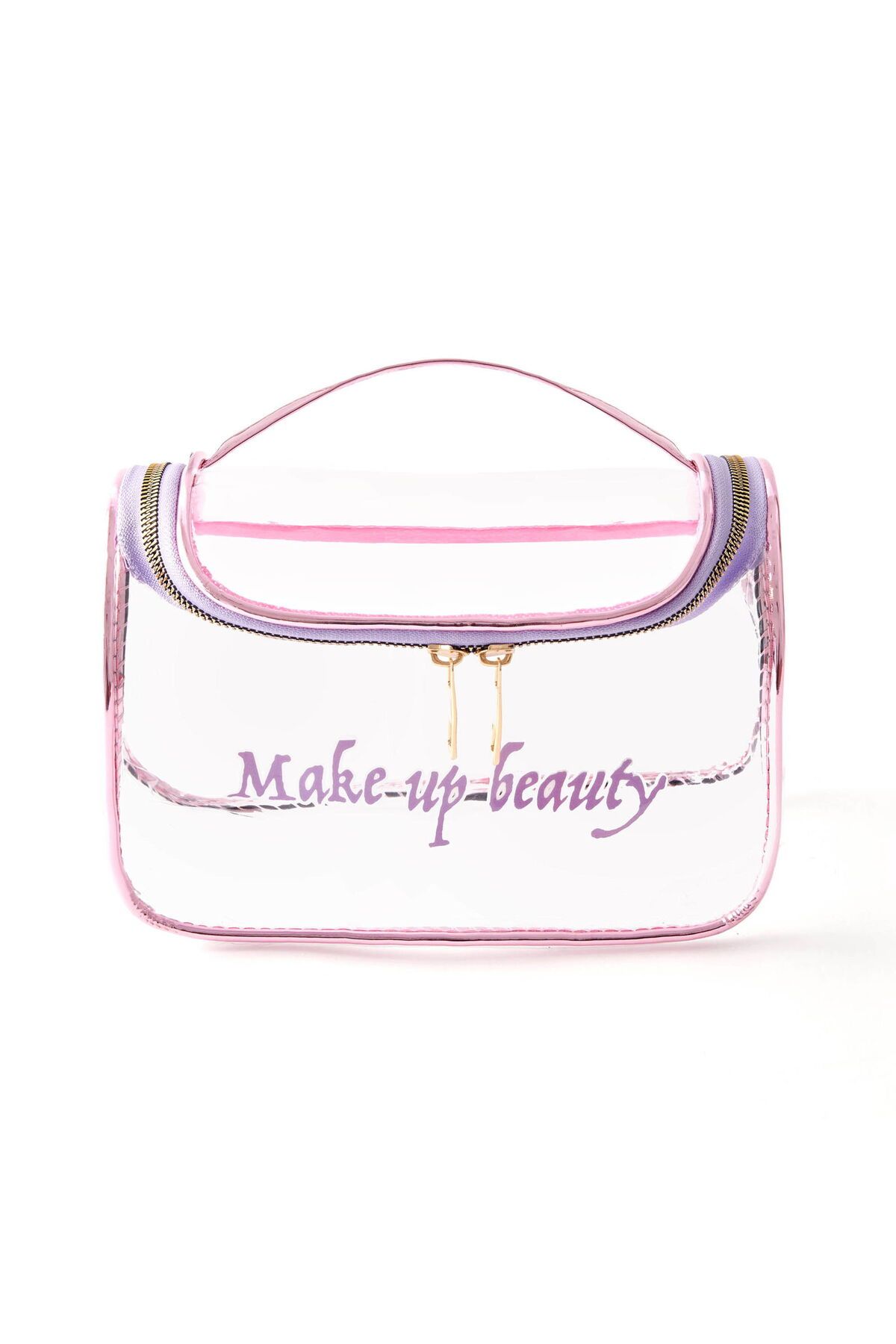 ASPARTAM Make Up Desenli Kozmetik Çantası - Şeffaf - 22x12x12 cm