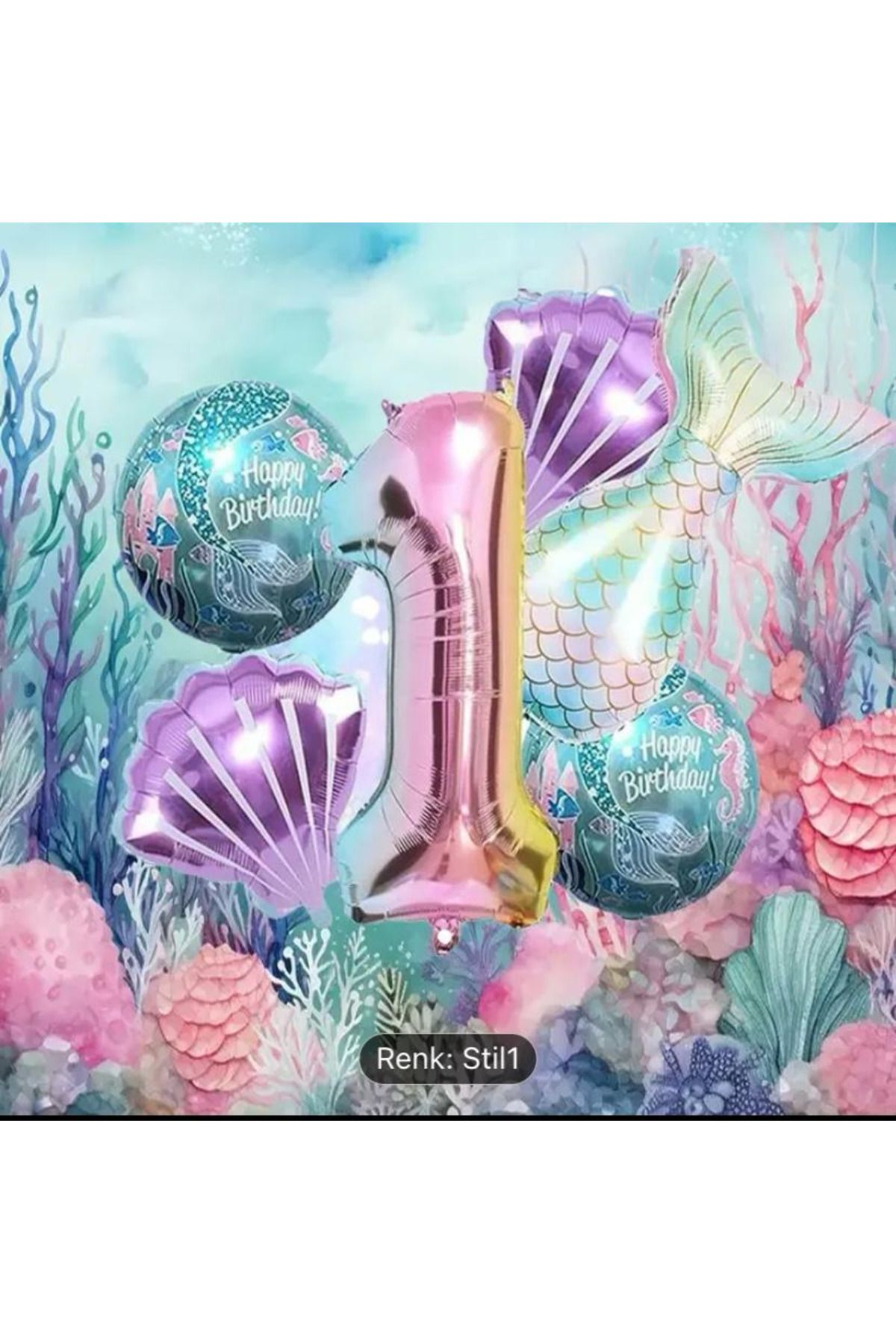 KARNAVAL DÜNYASI 1 yaş denizkızı konsepti doğum günü balon seti